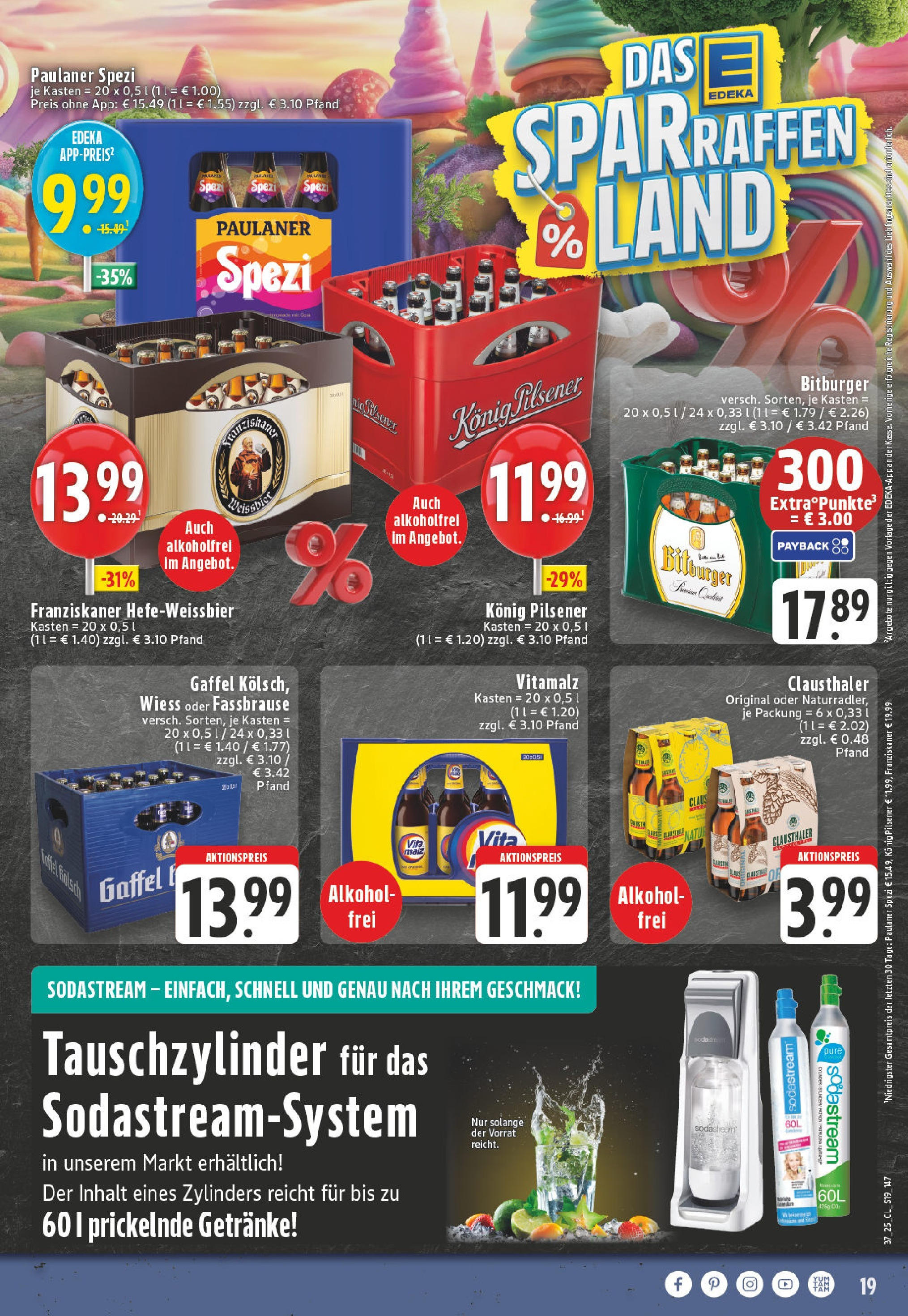 Edeka prospekt Bornheim-Walberberg (ab 07.09.2025) » Angebote Online | Seite: 19 | Produkte: Bitburger, Franziskaner, Konig pilsener, Paulaner spezi Edeka prospekt Bornheim-Walberberg (ab 07.09.2025) » Angebote Online | Seite: 19 | Produkte: Bitburger, Franziskaner, Konig pilsener, Paulaner spezi