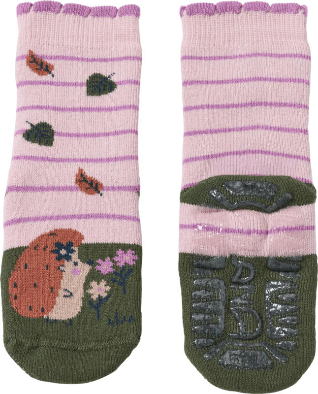 ALANA Stoppersocken mit Igel-Motiv, lila & grün, Gr. 21/22
