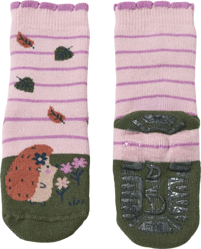 ALANA Stoppersocken mit Igel-Motiv, lila & grün, Gr. 19/20