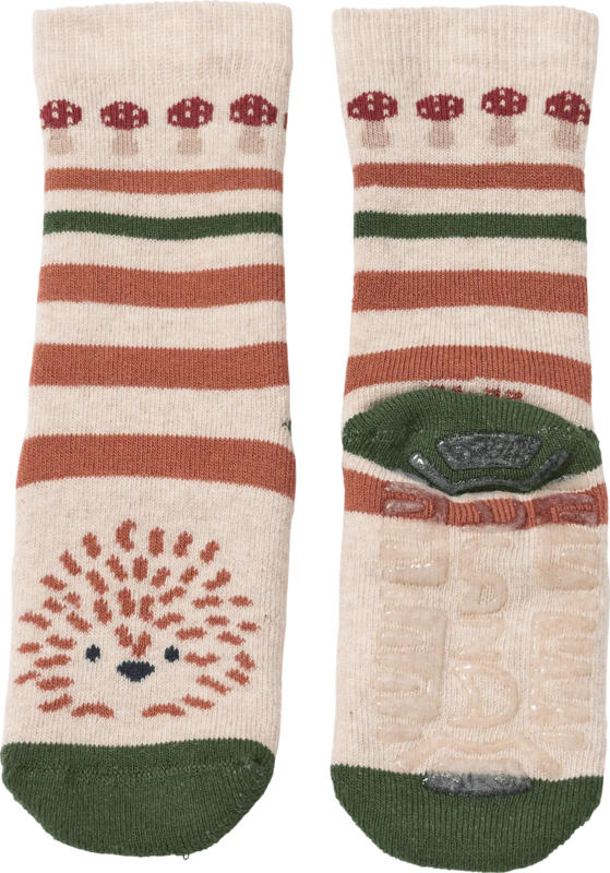ALANA Stoppersocken mit Igel-Muster, beige + braun, Gr. 25/26