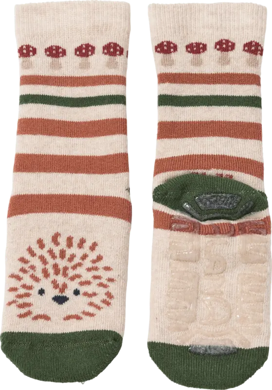 ALANA Stoppersocken mit Igel-Muster, beige + braun, Gr. 21/22