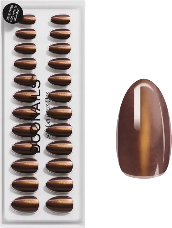 Doonails Künstliche Nägel, Soft Gel Press Ons Glass Brown