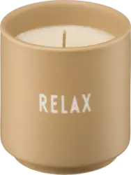DESIGN LETTERS Duftkerze im Porzellanbecher "RELAX", beige (6x5 cm)