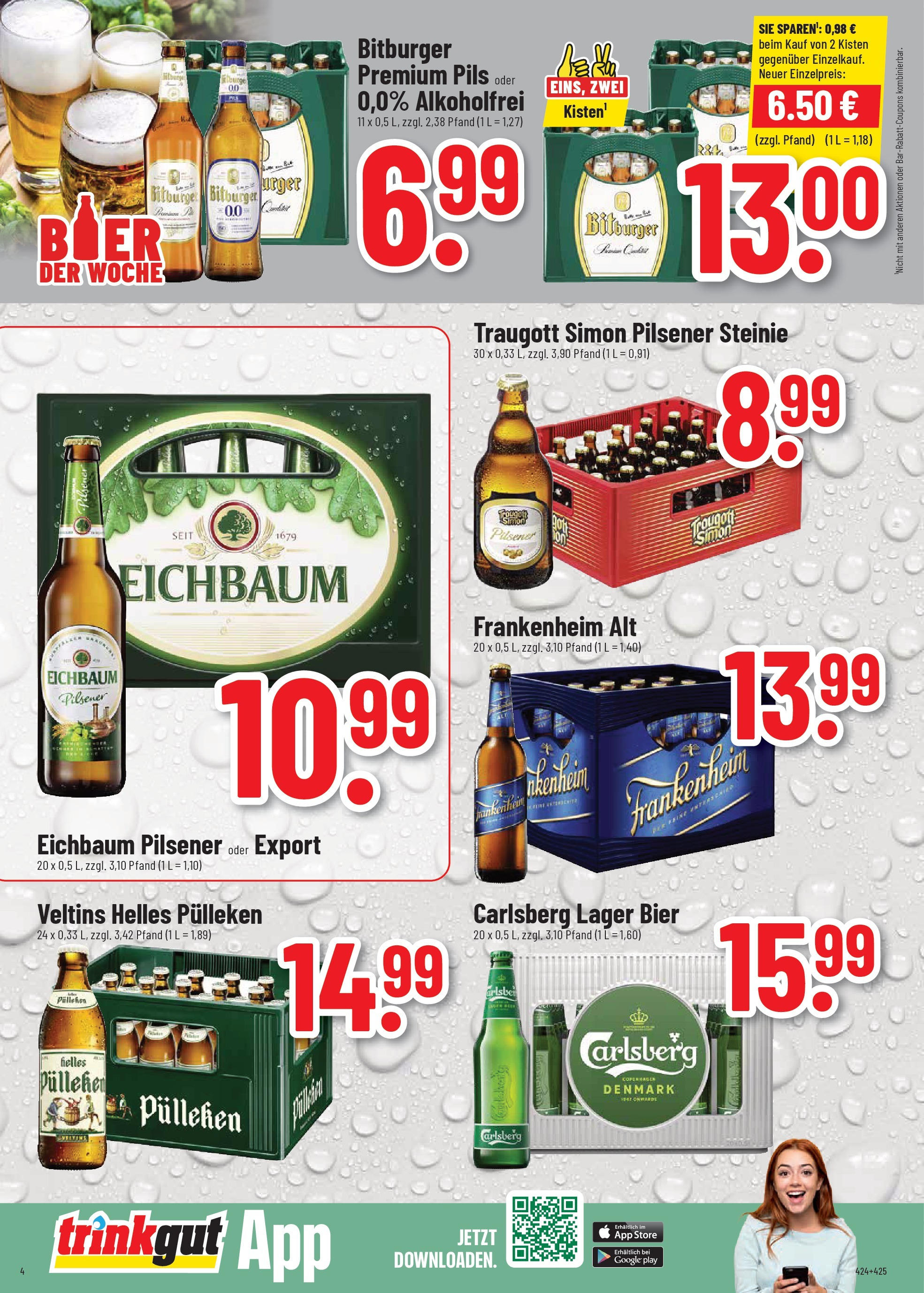 Trinkgut - trinkgut: Wochenangebote (ab 07.09.2025) » Angebote online | Seite: 4 | Produkte: Helles pulleken, Carlsberg, Bier, Pils