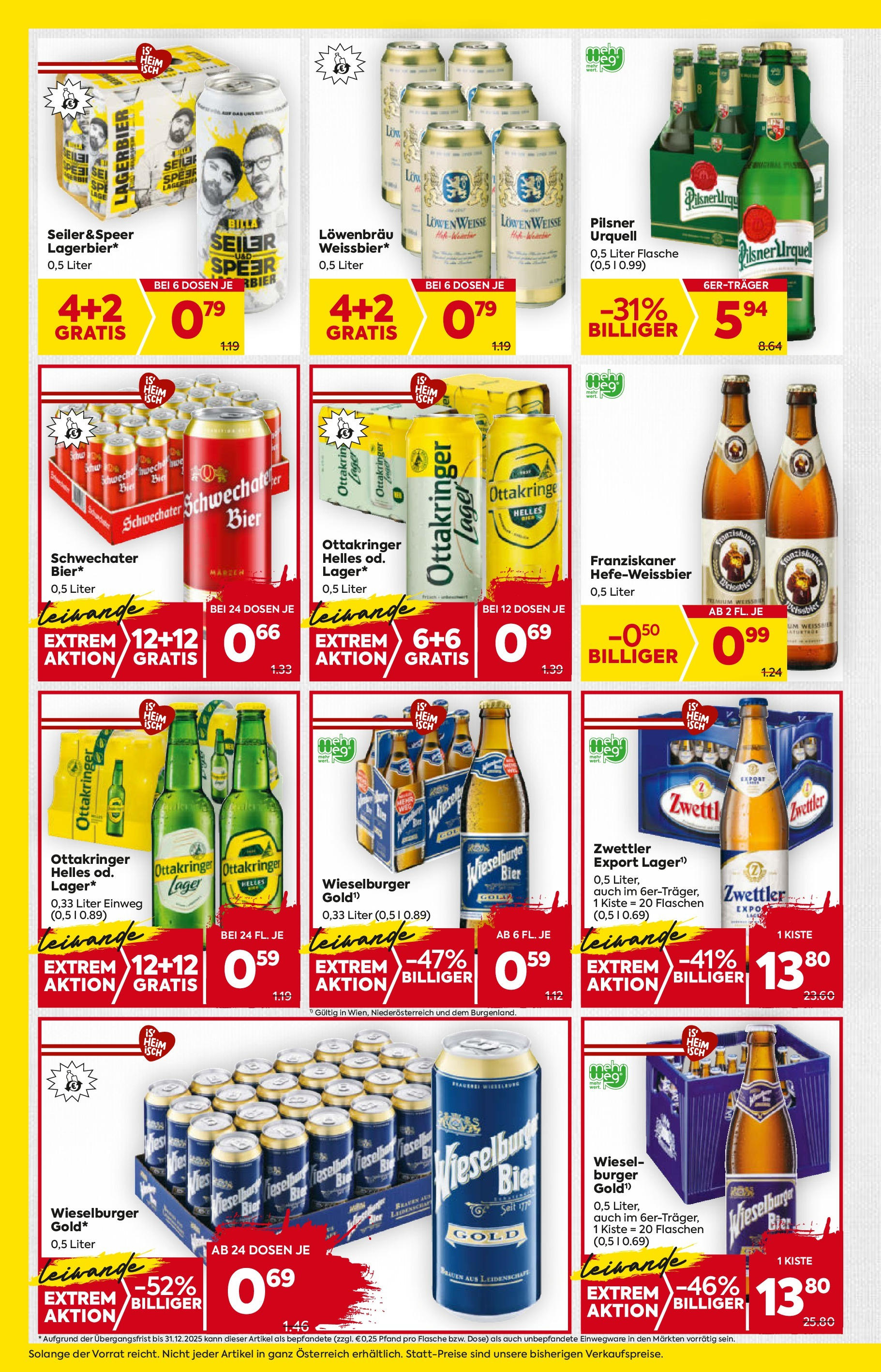 Billa Flugblatt - Stoob, Hornstein, Guessing ab 11.09.2025 ✳️ Angebote, Prospekt | Seite: 12 | Produkte: Bier Billa Flugblatt - Stoob, Hornstein, Guessing ab 11.09.2025 - Angebote, Prospekt | Seite: 12 | Produkte: Bier