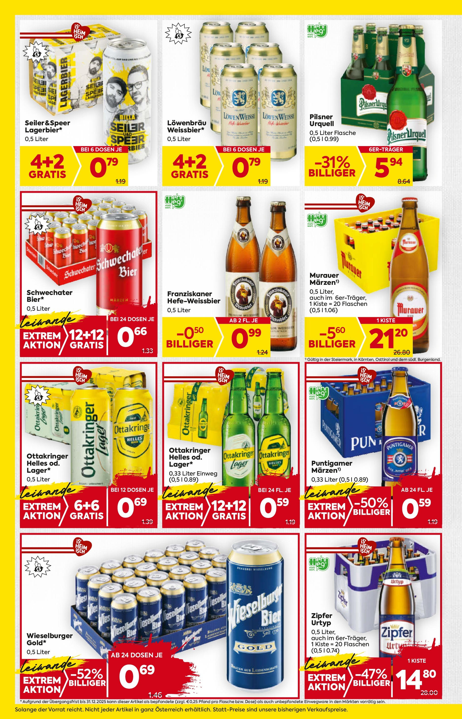 Billa Flugblatt - Maria Rain, Patergassen, Villach ab 11.09.2025 ✳️ Angebote, Prospekt | Seite: 12 | Produkte: Bier Billa Flugblatt - Maria Rain, Patergassen, Villach ab 11.09.2025 - Angebote, Prospekt | Seite: 12 | Produkte: Bier