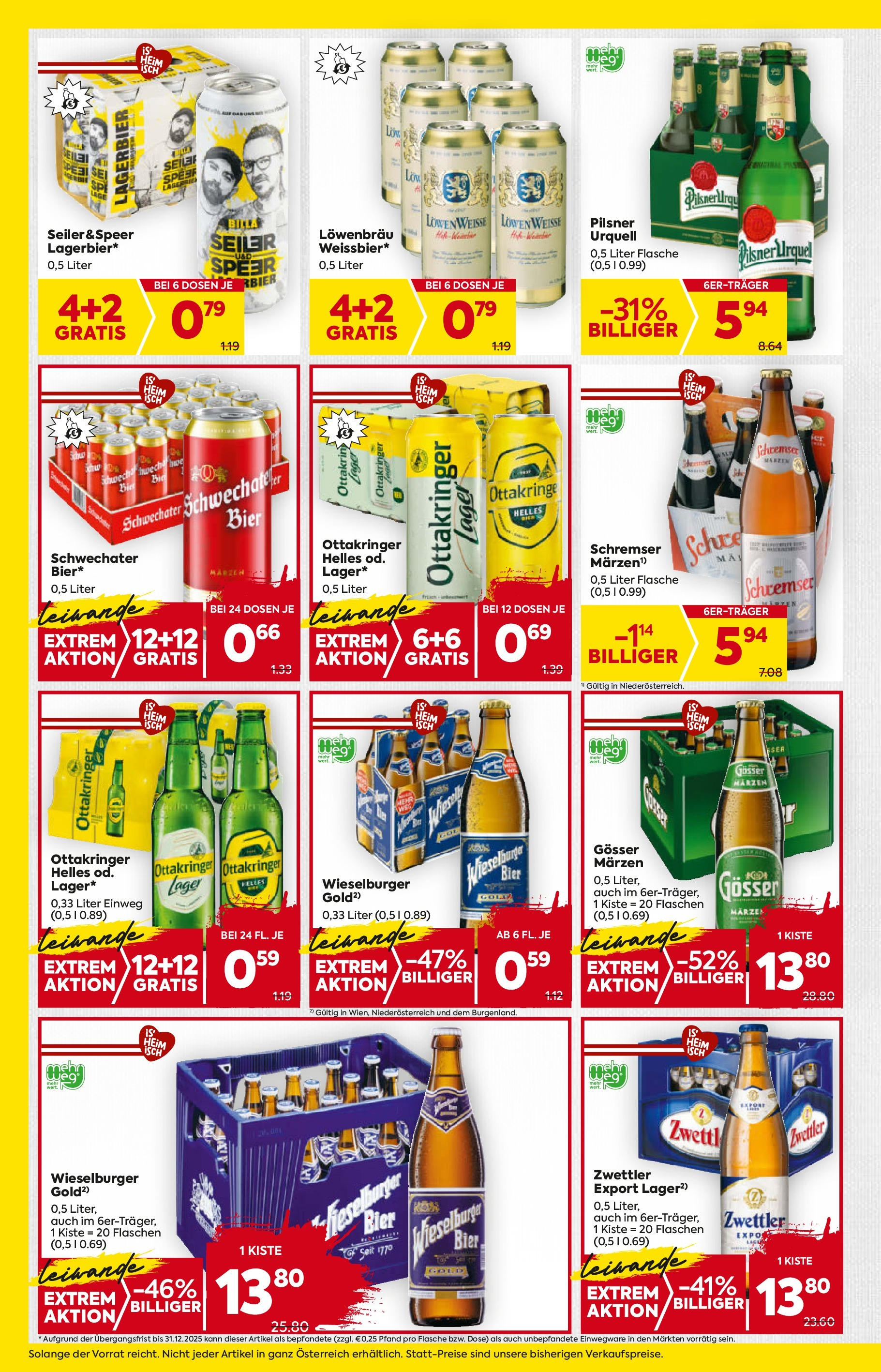 Billa Flugblatt - Eggendorf, Scheibbs, Kilb ab 11.09.2025 ✳️ Angebote, Prospekt | Seite: 12 | Produkte: Bier Billa Flugblatt - Eggendorf, Scheibbs, Kilb ab 11.09.2025 - Angebote, Prospekt | Seite: 12 | Produkte: Bier
