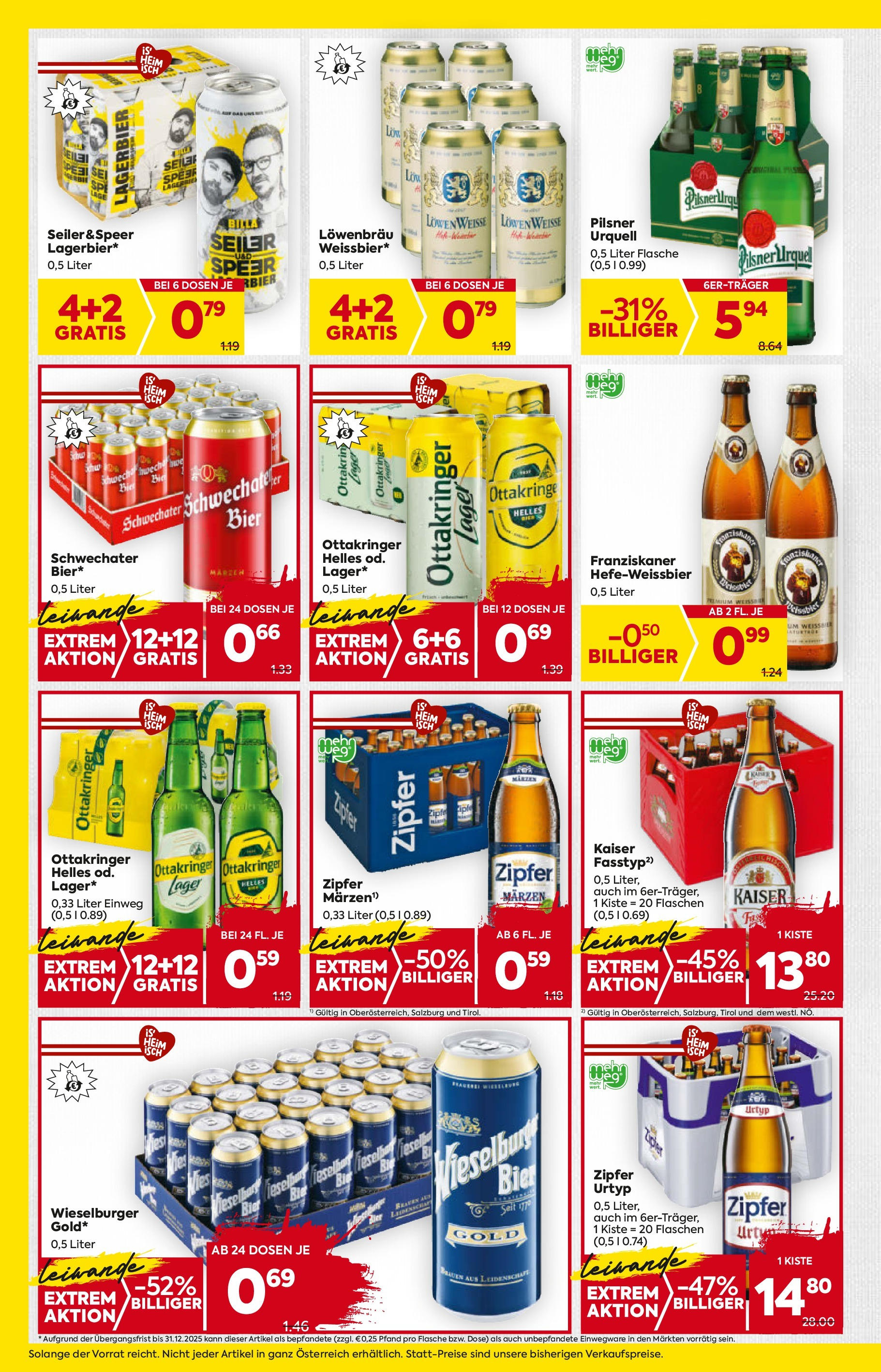Billa Flugblatt - Grieskirchen, Wallern An Der Trattnach, Ansfelden ab 11.09.2025 - Angebote, Prospekt | Seite: 12 | Produkte: Bier