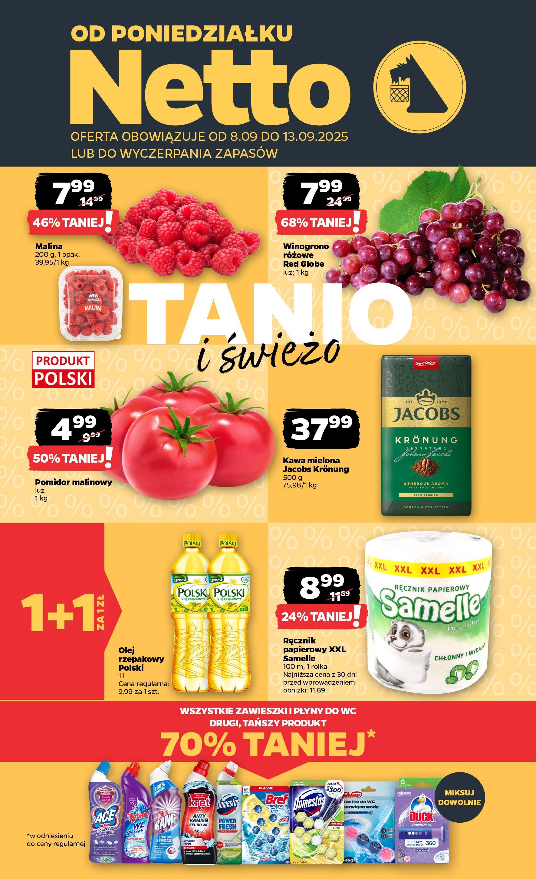 Netto - NETTO T37A ważne do 13.09 od 07.09.2025 | Promocje | Strona: 1 | Produkty: Pomidor malinowy, Malina, Domestos, Olej Netto - NETTO T37A ważne do 13.09 od 07.09.2025 - Aktualne promocje | Strona: 1 | Produkty: Pomidor malinowy, Malina, Domestos, Olej