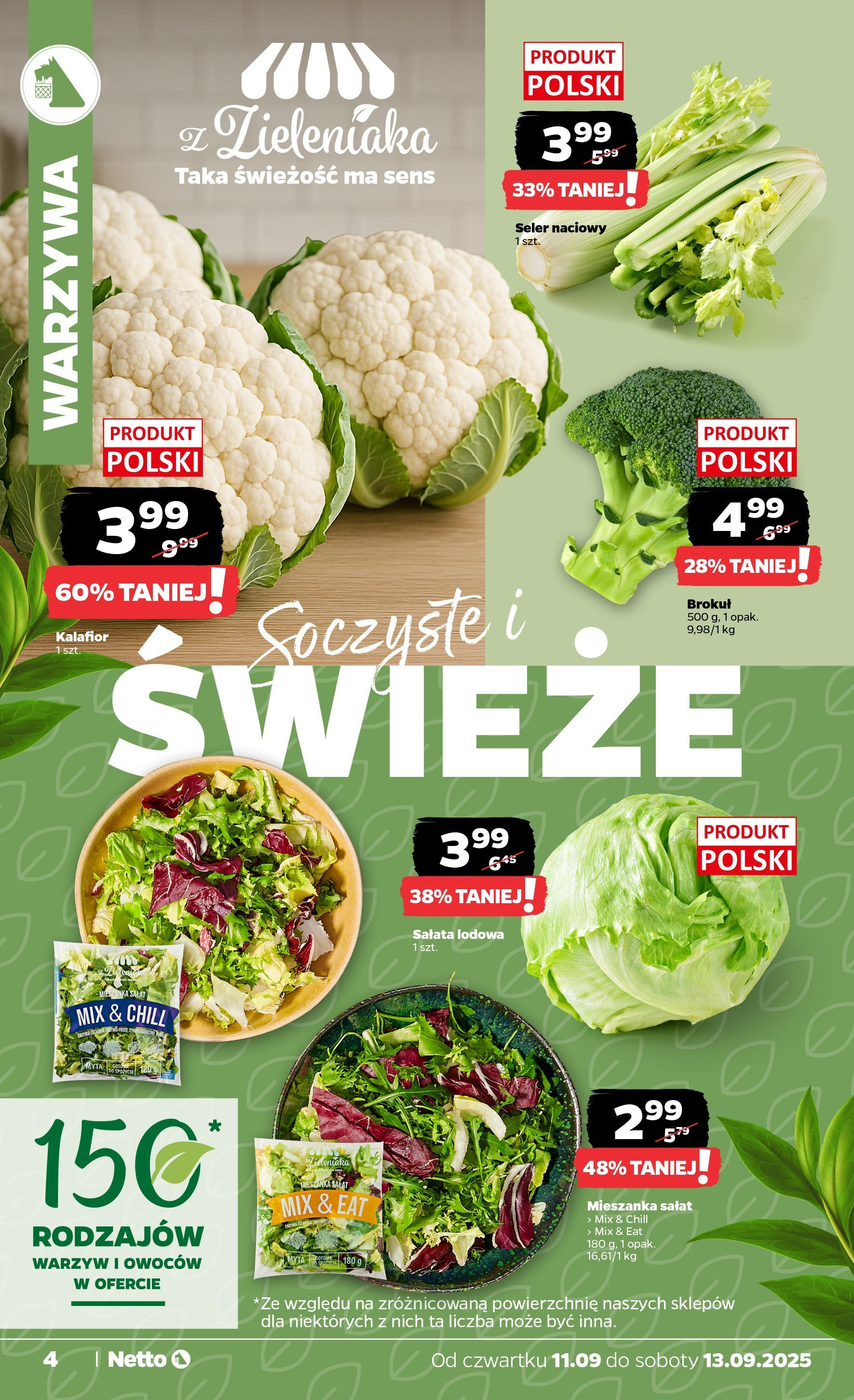 Netto - NETTO T37B Food ważne do 13.09 od 10.09.2025 | Promocje | Strona: 4 | Produkty: Kalafior, Brokuł, Seler naciowy, Warzywa Netto - NETTO T37B Food ważne do 13.09 od 10.09.2025 - Aktualne promocje | Strona: 4 | Produkty: Kalafior, Brokuł, Seler naciowy, Warzywa