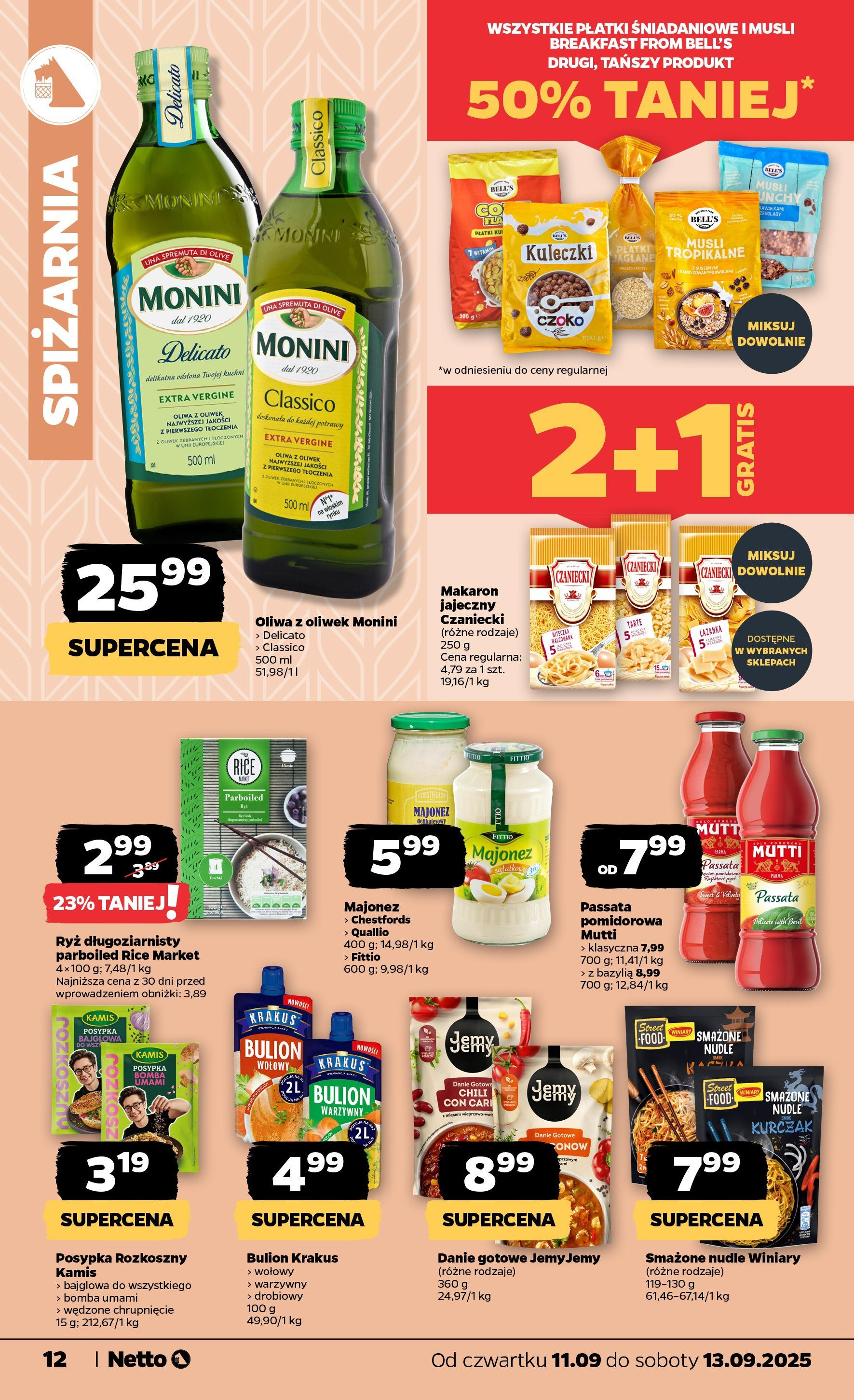 Netto - NETTO T37B Food ważne do 13.09 od 10.09.2025 | Promocje | Strona: 12 | Produkty: Ryż długoziarnisty, Oliwa z oliwek, Płatki śniadaniowe, Bazylia Netto - NETTO T37B Food ważne do 13.09 od 10.09.2025 - Aktualne promocje | Strona: 12 | Produkty: Ryż długoziarnisty, Oliwa z oliwek, Płatki śniadaniowe, Bazylia