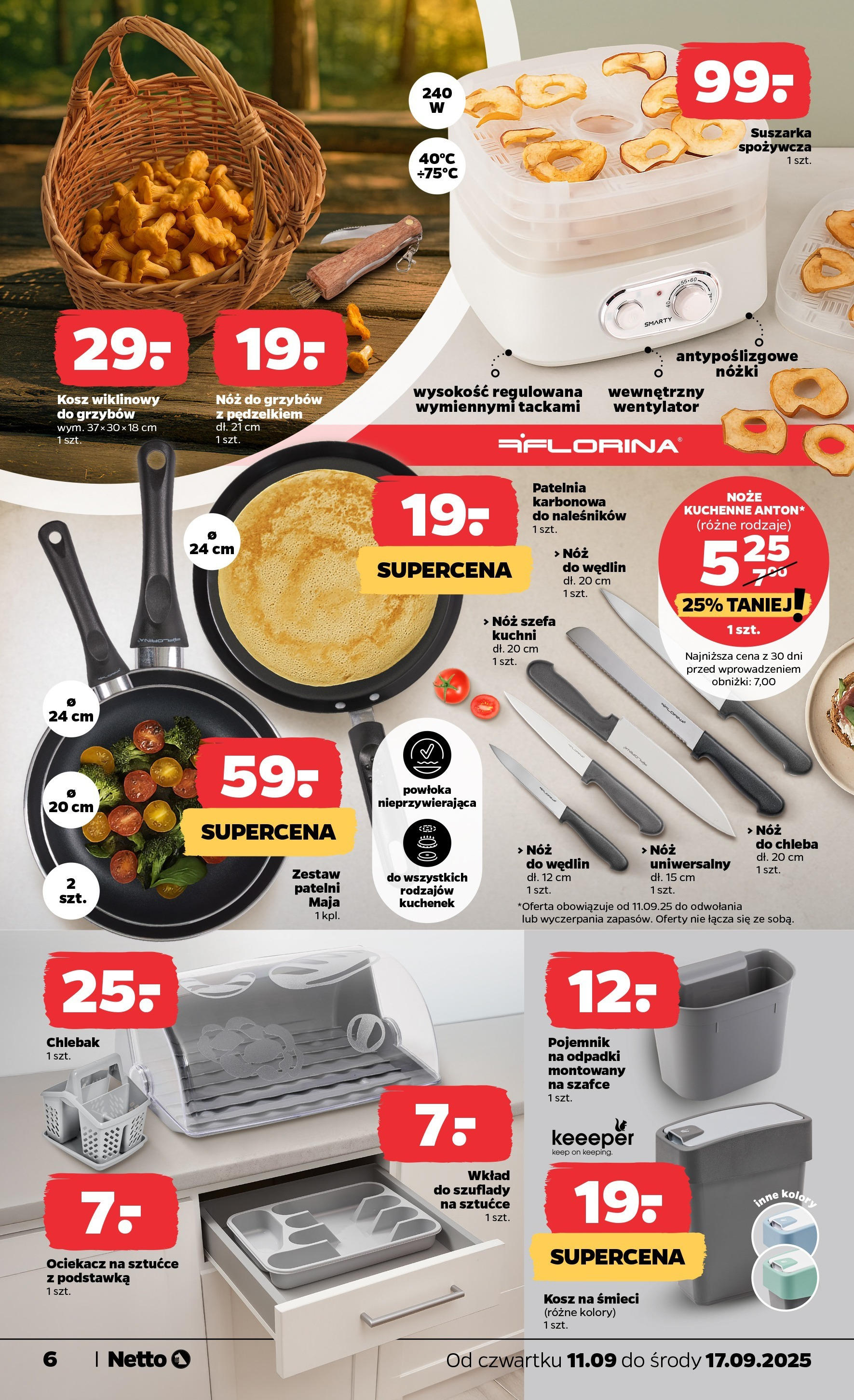 Netto - NETTO T37B NON Food ważne do 17.09 od 10.09.2025 | Promocje | Strona: 6 | Produkty: Suszarka, Kosz, Sztućce, Patelnia Netto - NETTO T37B NON Food ważne do 17.09 od 10.09.2025 - Aktualne promocje | Strona: 6 | Produkty: Suszarka, Kosz, Sztućce, Patelnia