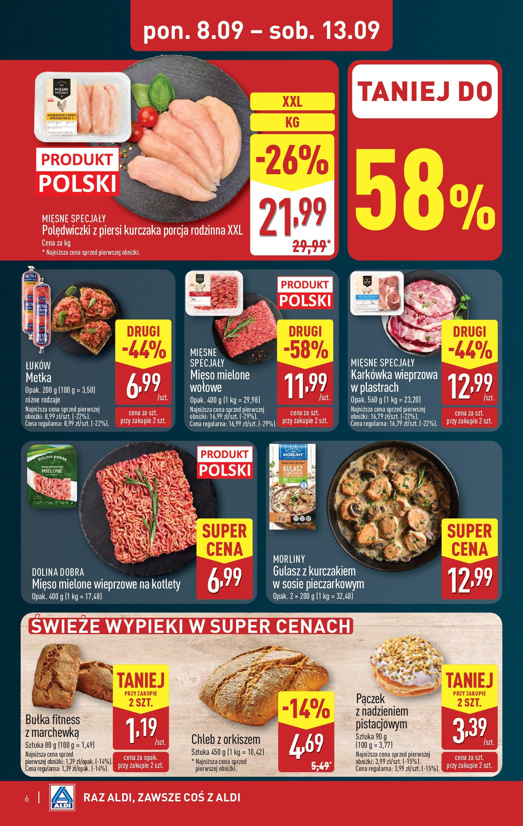 Aldi - Super ceny w ALDI do 13.09 od 07.09.2025 | Nowa PDF gazetka | Strona: 6 | Produkty: Piersi, Karkówka wieprzowa, Bułka fitness, Marchewka Aldi - Super ceny w ALDI do 13.09 od 07.09.2025 - Ulotka PDF, promocje | Strona: 6 | Produkty: Piersi, Karkówka wieprzowa, Bułka fitness, Marchewka