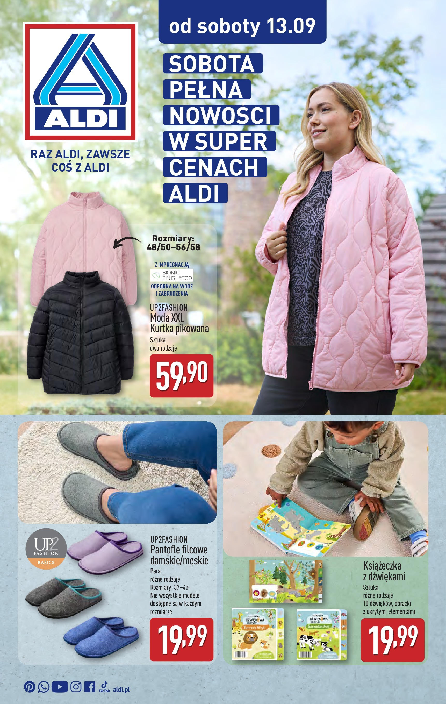 Aldi - Sobota pełna nowości w ALDI od 12.09.2025 - Ulotka PDF, promocje | Strona: 1 | Produkty: Kurtka, Finish