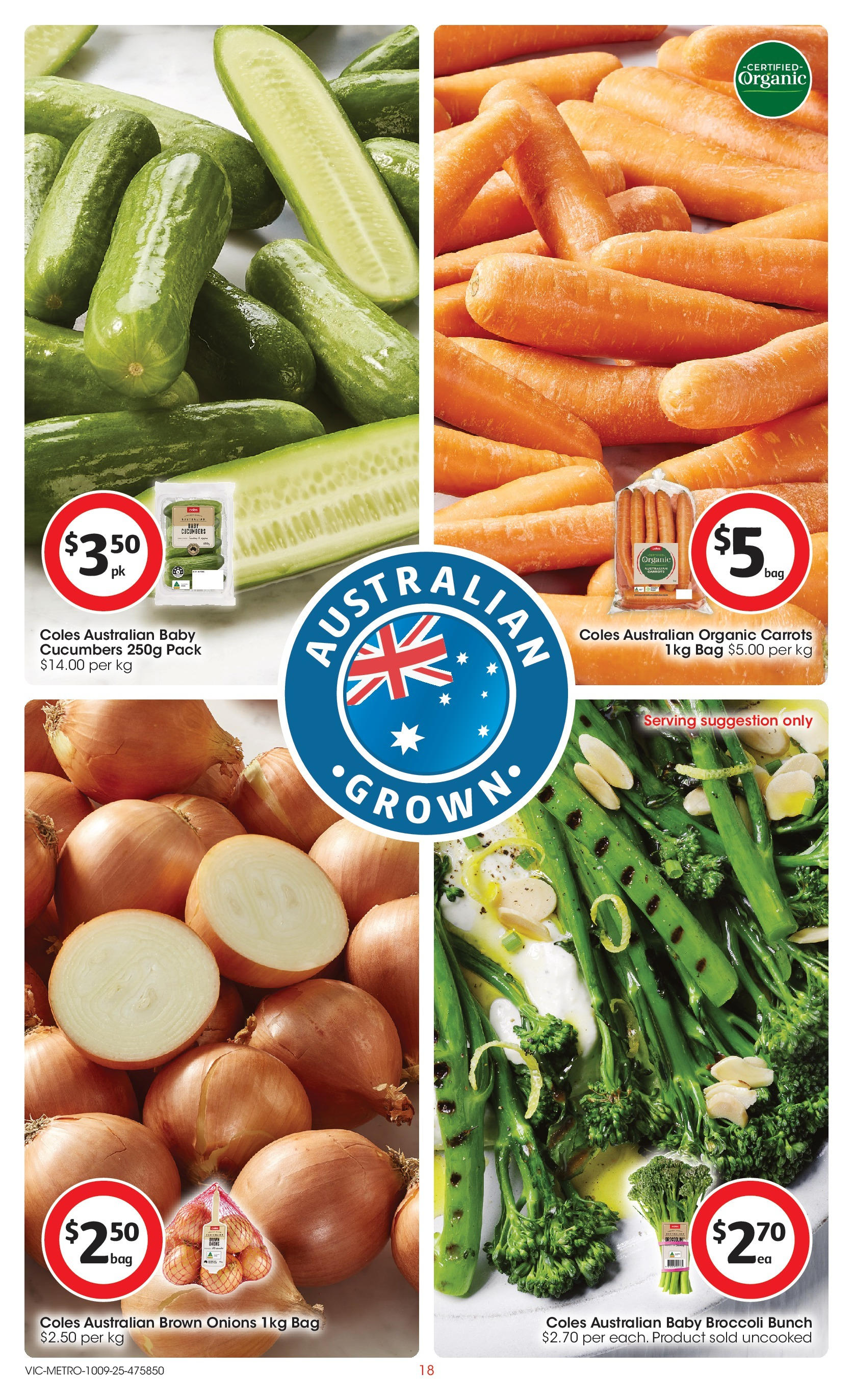 ﻿﻿Coles catalogue valid from 10/09/2025 > Online Australia | Page: 18 | Products: Carrots, Cucumbers, Onions, Bag