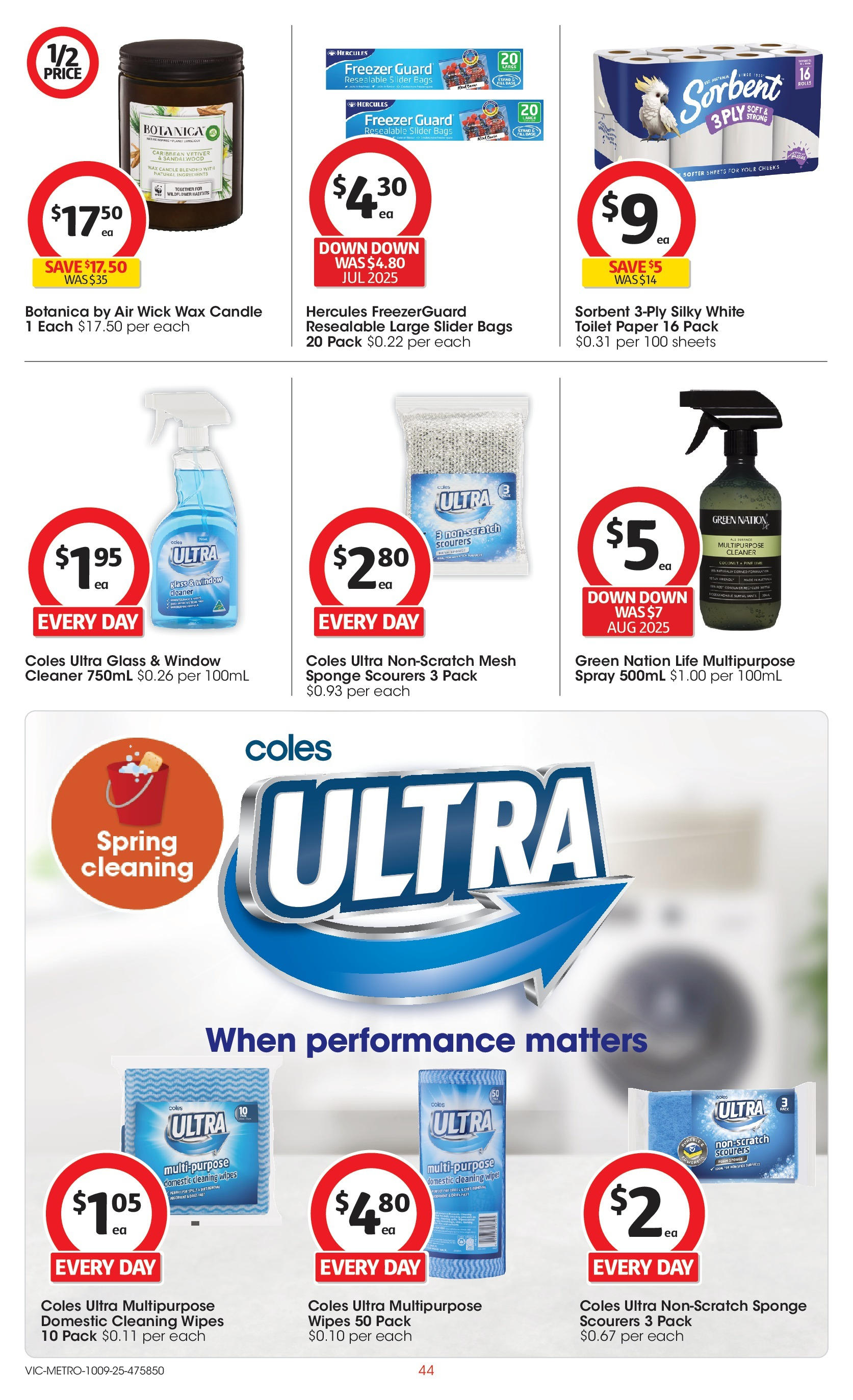 ﻿﻿Coles catalogue valid from 10/09/2025 > Online Australia | Page: 44 | Products: Toilet paper, Sponge, Multipurpose, Freezer