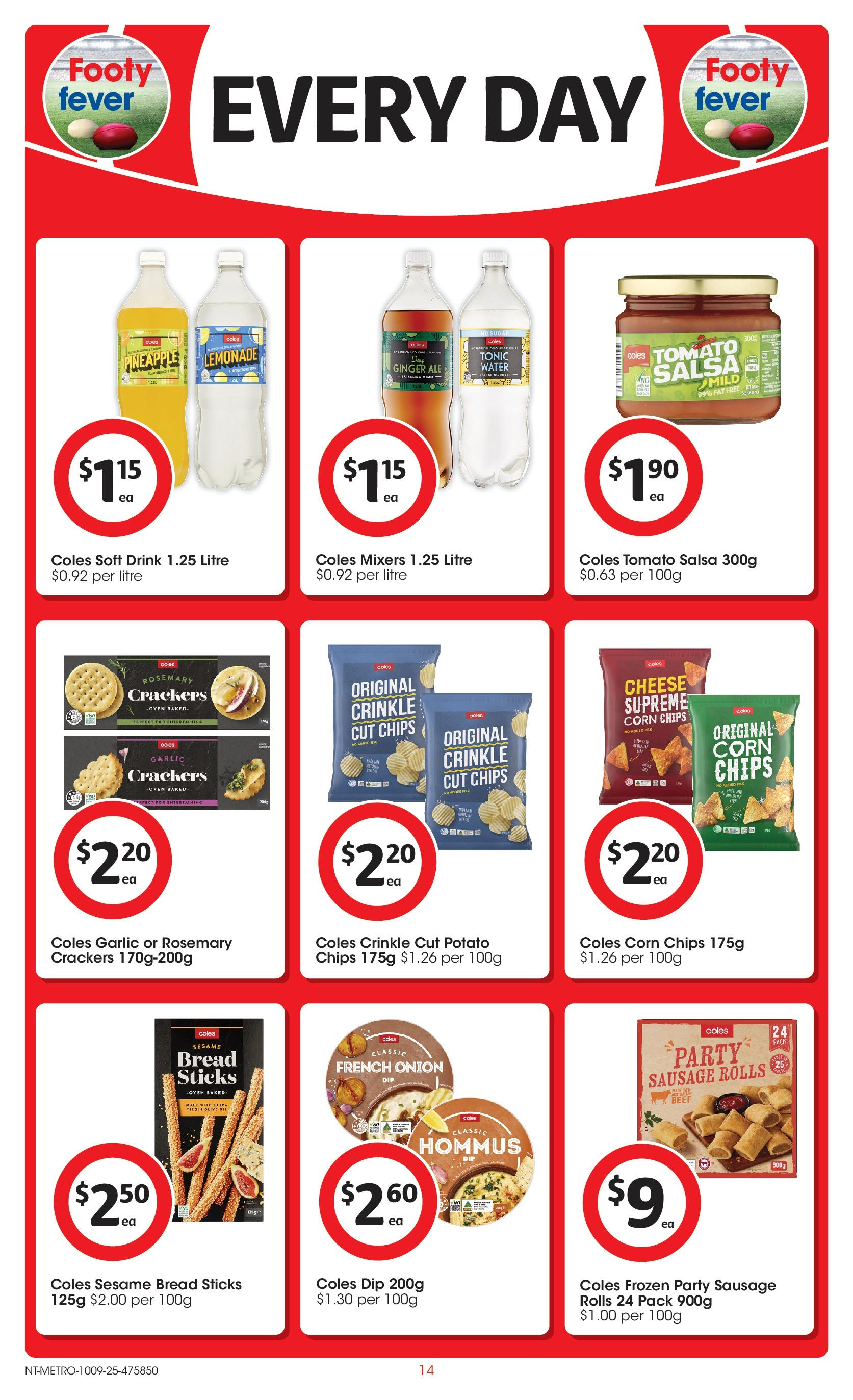 ﻿﻿Coles catalogue valid from 10/09/2025 > Online Australia | Page: 14 | Products: Crackers, Oil, Salsa, Sausage