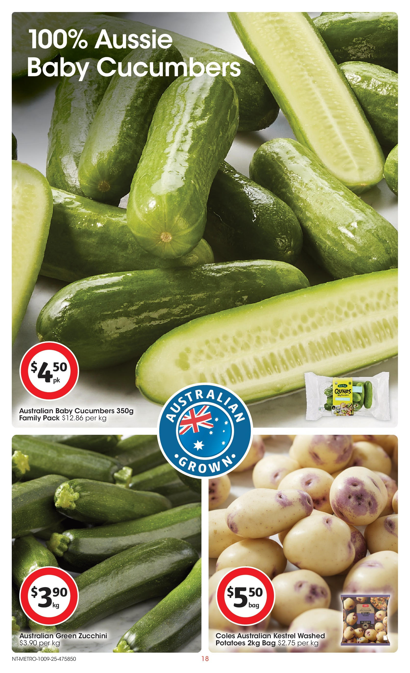 ﻿﻿Coles catalogue valid from 10/09/2025 > Online Australia | Page: 18 | Products: Cucumbers, Potatoes, Zucchini, Bag