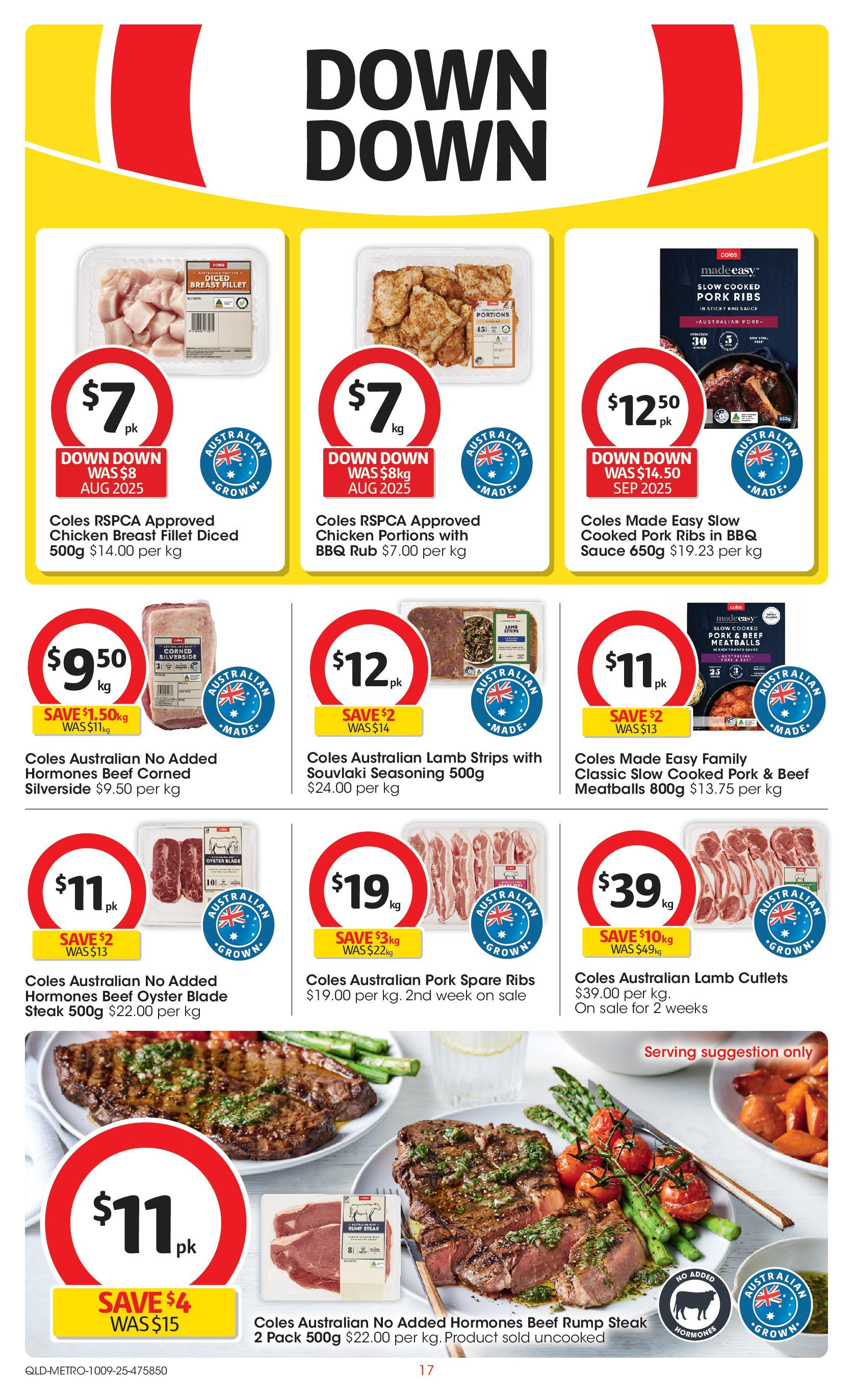 Coles catalogue from 10/09/2025 > Big discounts | Page: 17 | Products: Pork, Lamb, Steak, Sauce Coles catalogue valid from 10/09/2025 > Online Australia | Page: 17 | Products: Pork, Lamb, Steak, Sauce