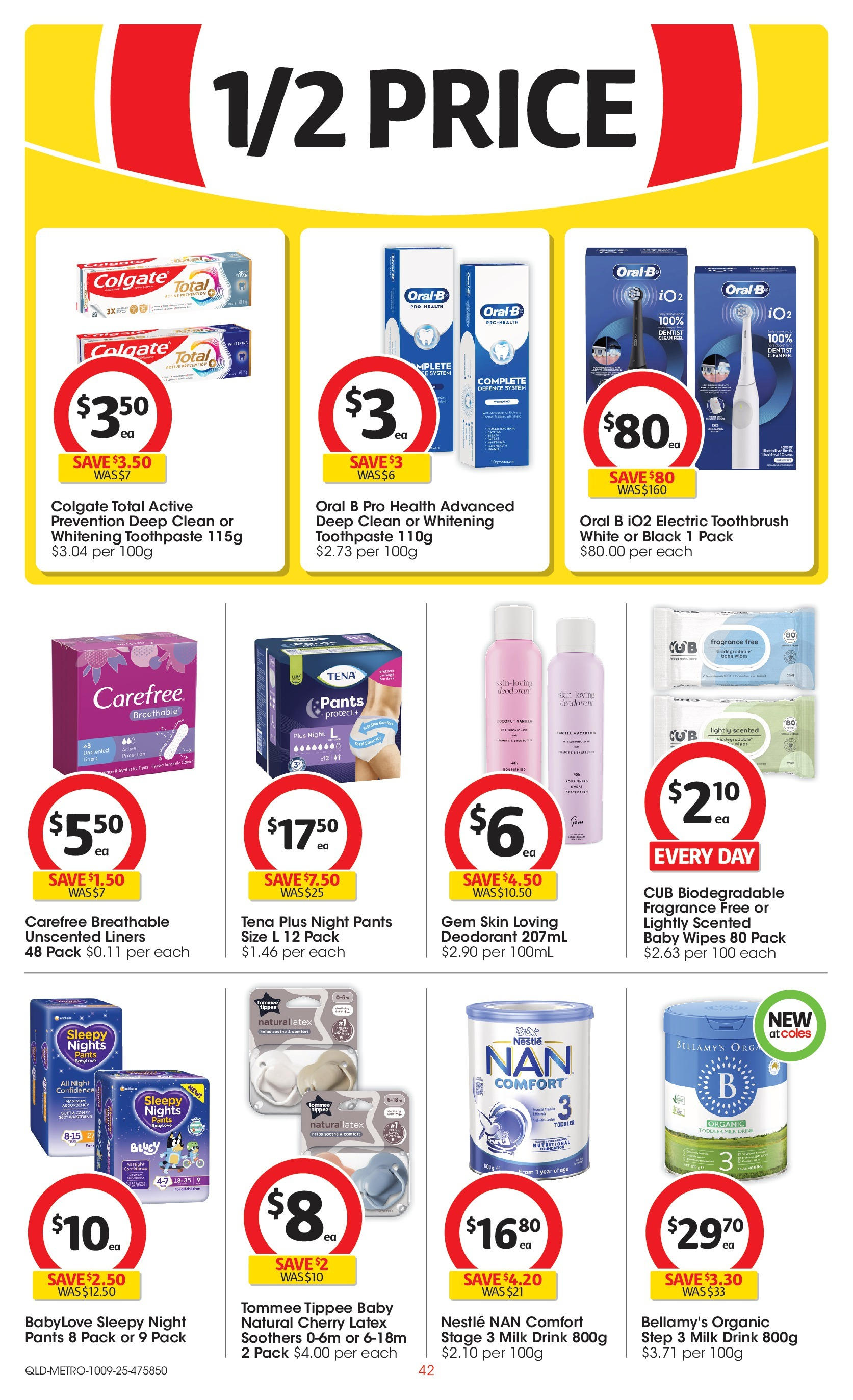 Coles catalogue from 10/09/2025 > Big discounts | Page: 42 | Products: Gem, Deodorant, Toothbrush, Electric toothbrush Coles catalogue valid from 10/09/2025 > Online Australia | Page: 42 | Products: Gem, Deodorant, Toothbrush, Electric toothbrush