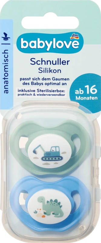 babylove Schnuller Silikon anatomisch, mint/blau, Gr. 3, ab 16 Monaten