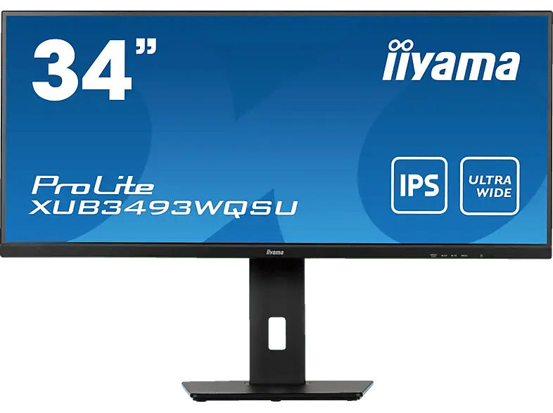 IIYAMA ProLite XUB3493WQSU-B5 34 Zoll Monitor for Business, UWQHD, 4 ms Reaktionszeit, 400 cd/m², 75 Hz, Schwarz