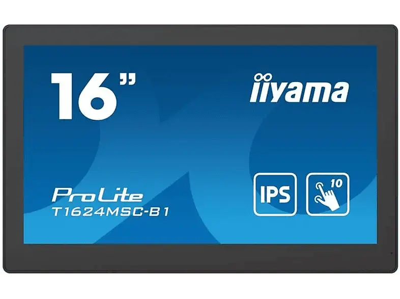IIYAMA T1624MSC-B1 15,5 Zoll Monitor, Full-HD, 25 s Reaktionszeit, 385 cd/m², 60 Hz, Schwarz