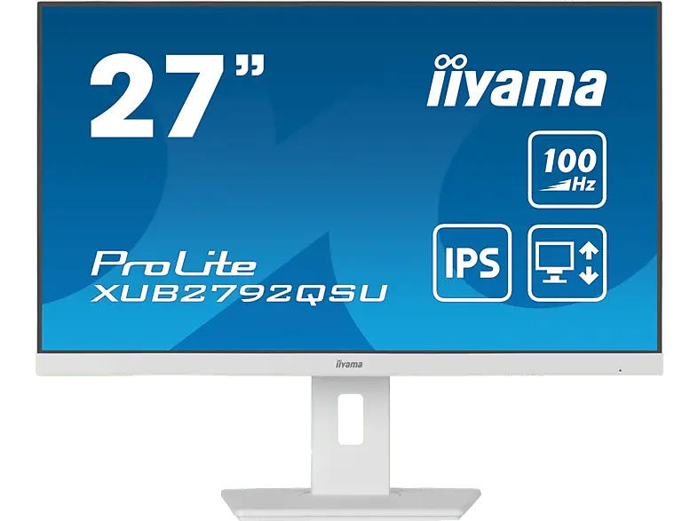 IIYAMA ProLite XUB2792QSU-W6 27 Zoll Monitor, QHD, 0,4 ms Reaktionszeit, 250 cd/m², 100 Hz, Weiß