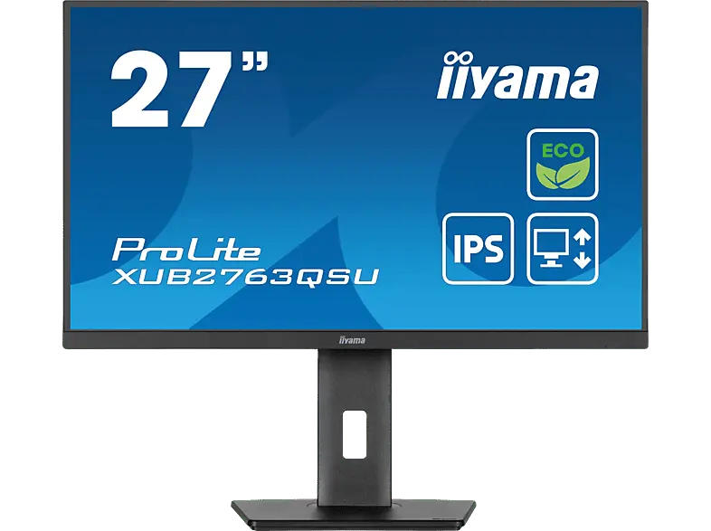 IIYAMA ProLite XUB2763QSU-B1 27 Zoll Monitor, QHD, 2 ms Reaktionszeit, 350 cd/m², 100 Hz, Schwarz