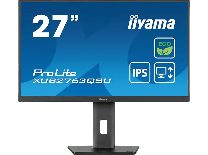 IIYAMA ProLite XUB2763QSU-B1 27 Zoll Monitor, QHD, 2 ms Reaktionszeit, 350 cd/m², 100 Hz, Schwarz