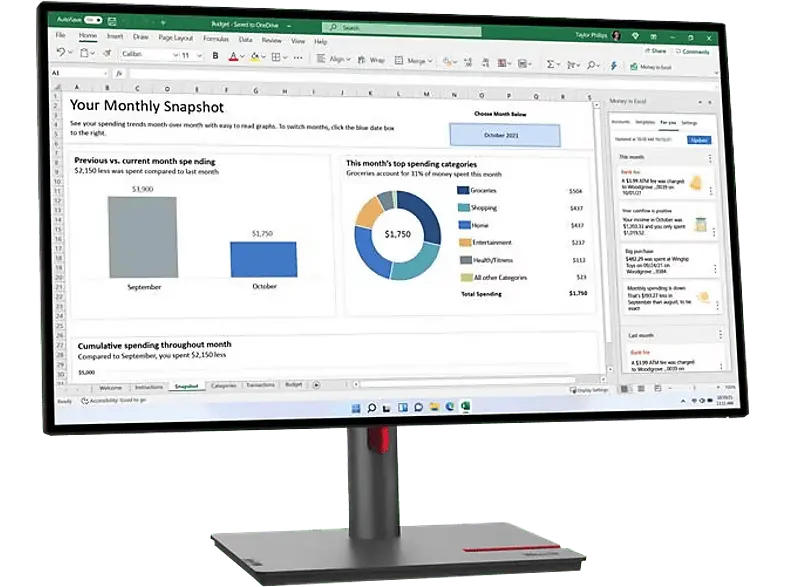 LENOVO ThinkVision P27h-30 27 Zoll Monitor for Business, QHD, 6 ms Reaktionszeit, 350 cd/m², 60 Hz, Schwarz