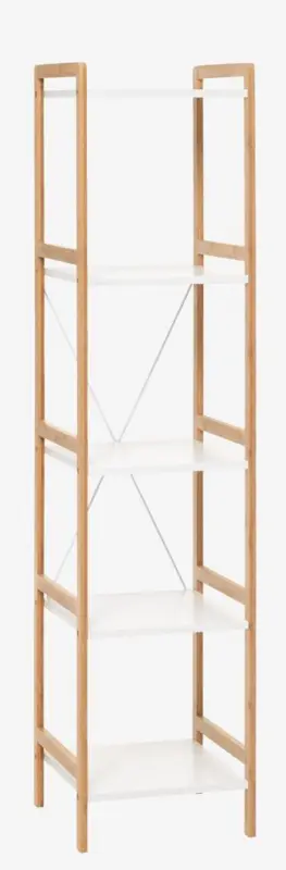 JYSK Etajeră BROBY 5 raft. îngustă bambus/alb
