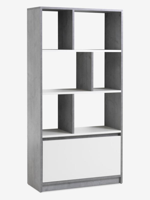 JYSK Bibliotecă BILLUND 1 sertar 3 rafturi alb/beton