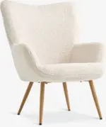 JYSK JYSK Кресло HUNDESTED светлокремав плюш/цвят натурален дъб - до 10-12-25