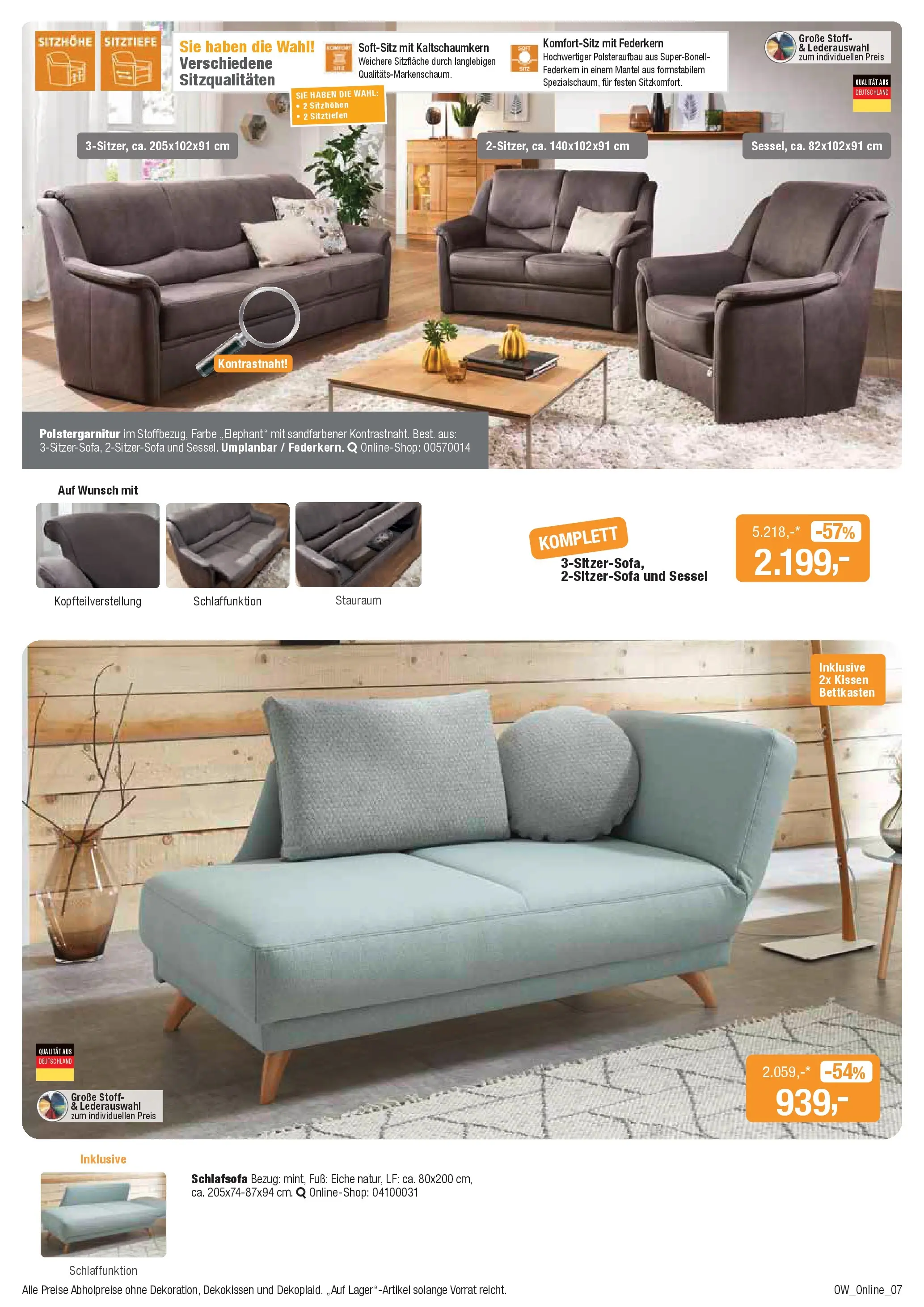 Entdecke - Aktuelle Angebote (ab 08.12.2025) zum Blättern | Seite: 7 | Produkte: Schlafsofa, Kissen, Sessel, Mantel