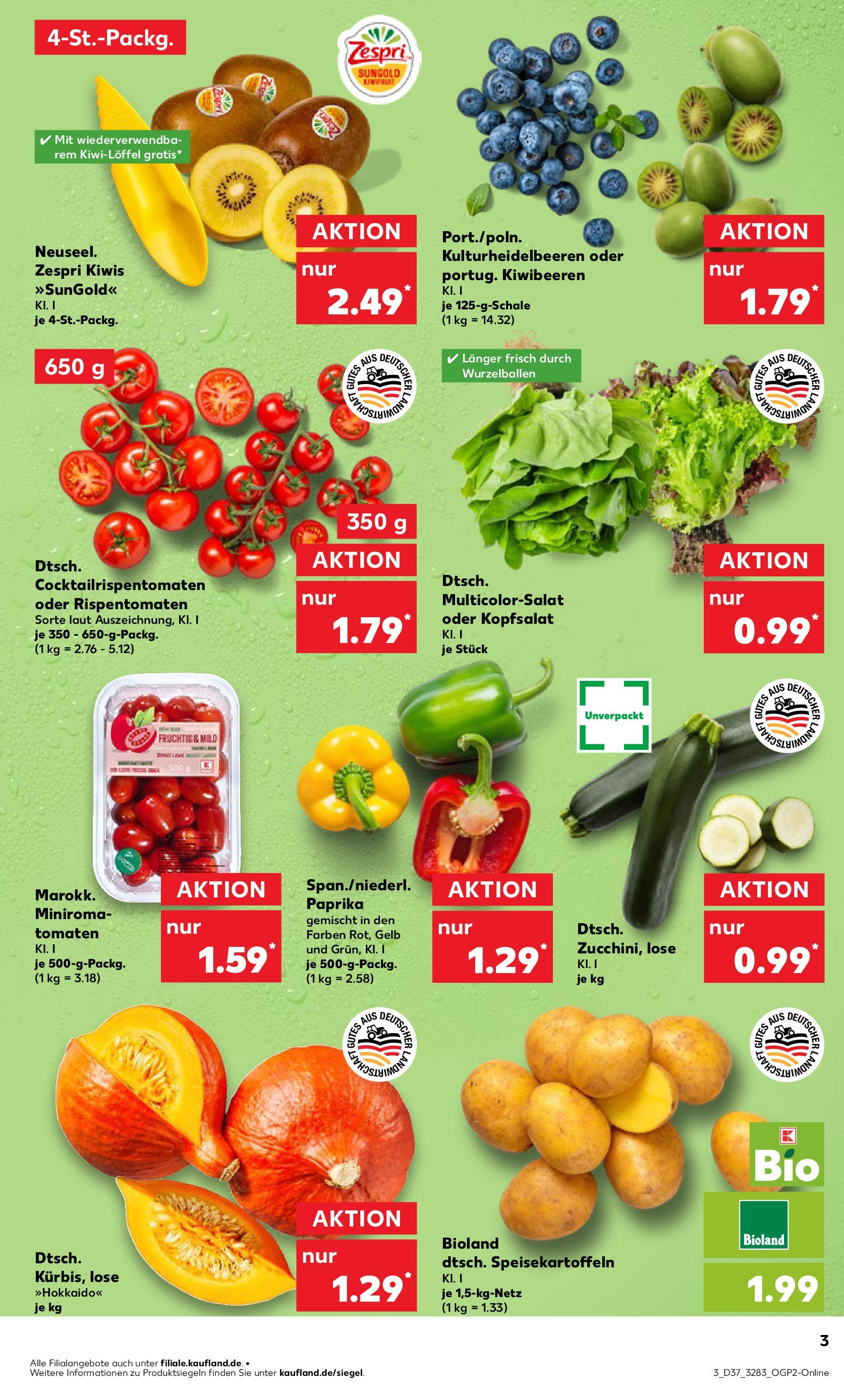 Prospekt Kaufland ab 10.09.2025 » Angebote Online zum Blättern | Seite: 3 | Produkte: Tomaten, Paprika, Zucchini, Kiwi