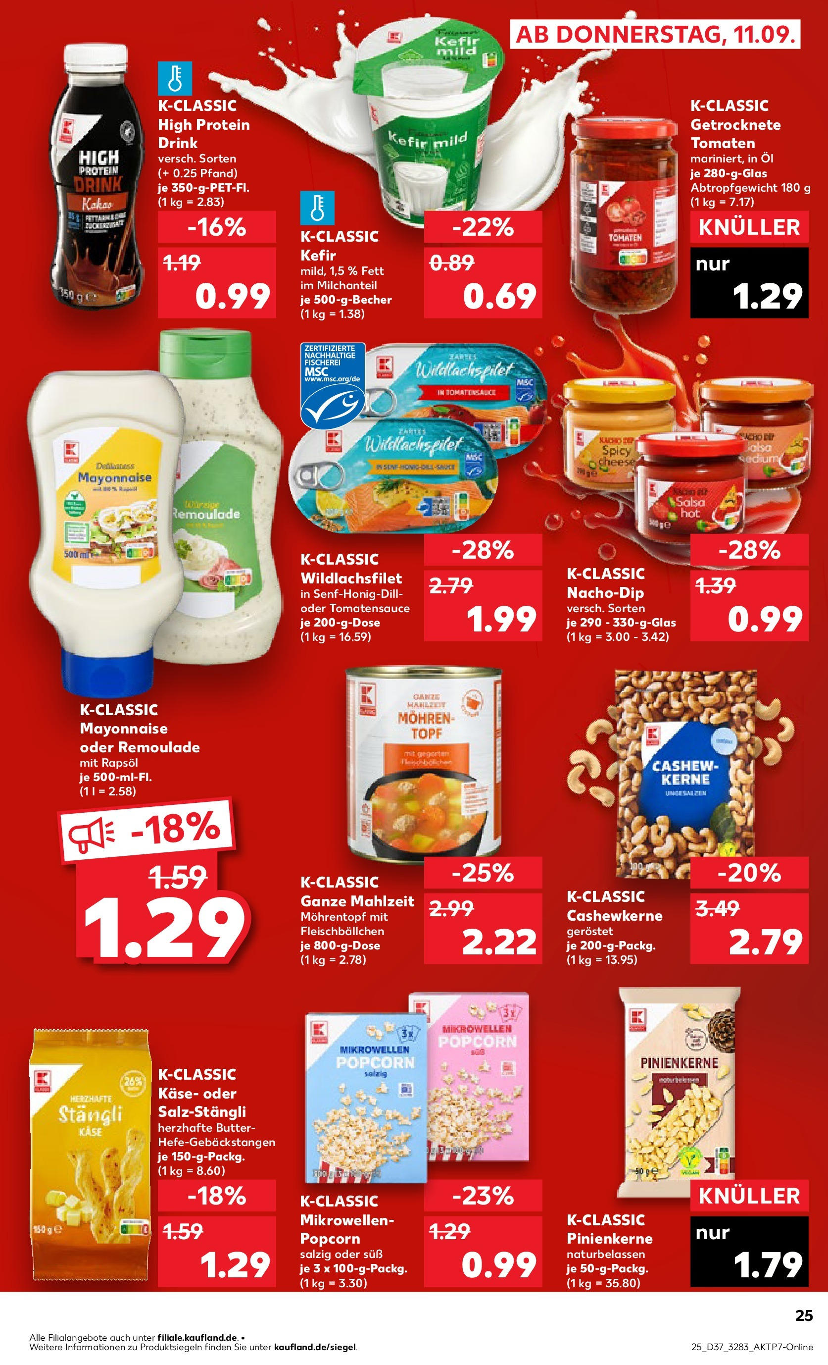 Prospekt Kaufland ab 10.09.2025 » Angebote Online zum Blättern | Seite: 25 | Produkte: Kefir, Öl, Rapsöl, Mohren