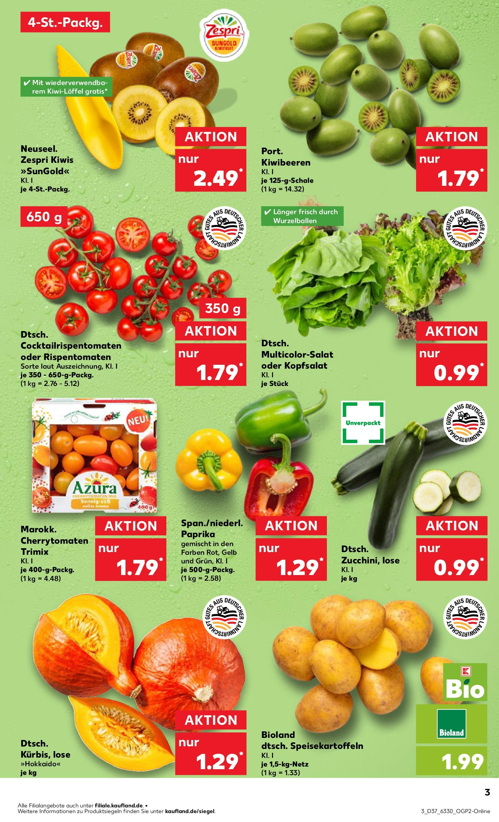 Prospekt Kaufland ab 10.09.2025 » Angebote Online zum Blättern | Seite: 3 | Produkte: Paprika, Zucchini, Kiwi