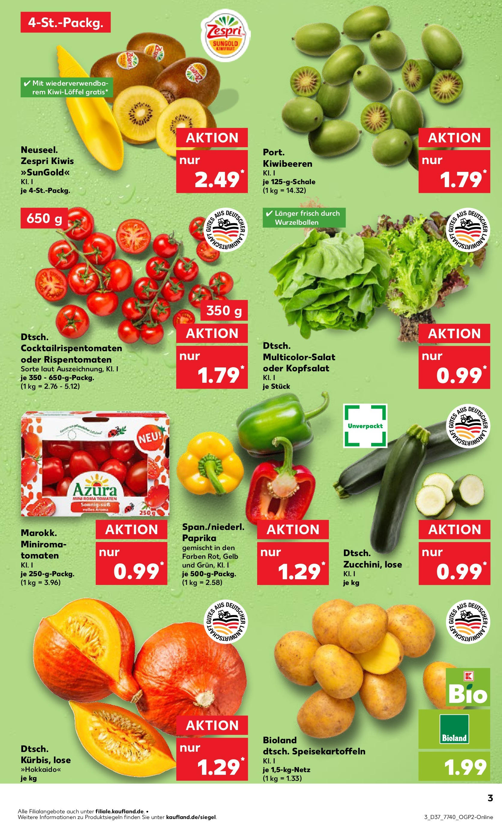 Prospekt Kaufland ab 10.09.2025 » Angebote Online zum Blättern | Seite: 3 | Produkte: Tomaten, Paprika, Zucchini, Kiwi