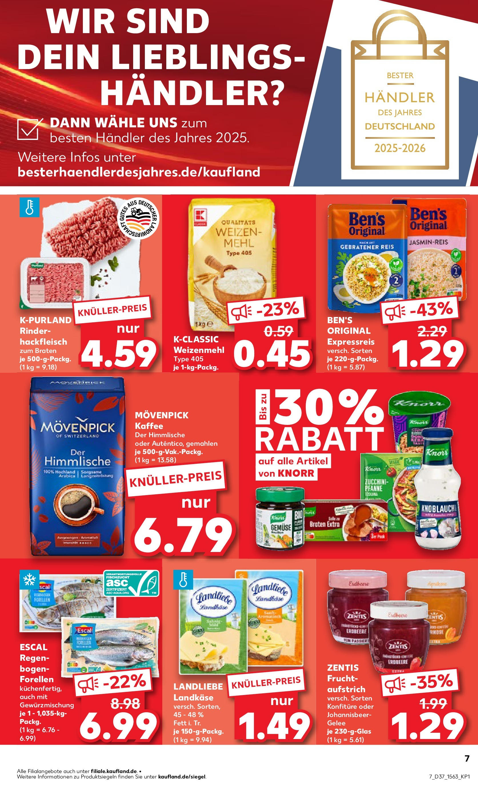 Prospekt Kaufland ab 11.09.2025 » Angebote Online zum Blättern | Seite: 7 | Produkte: Mehl, Jasminreis, Knoblauch, Reis