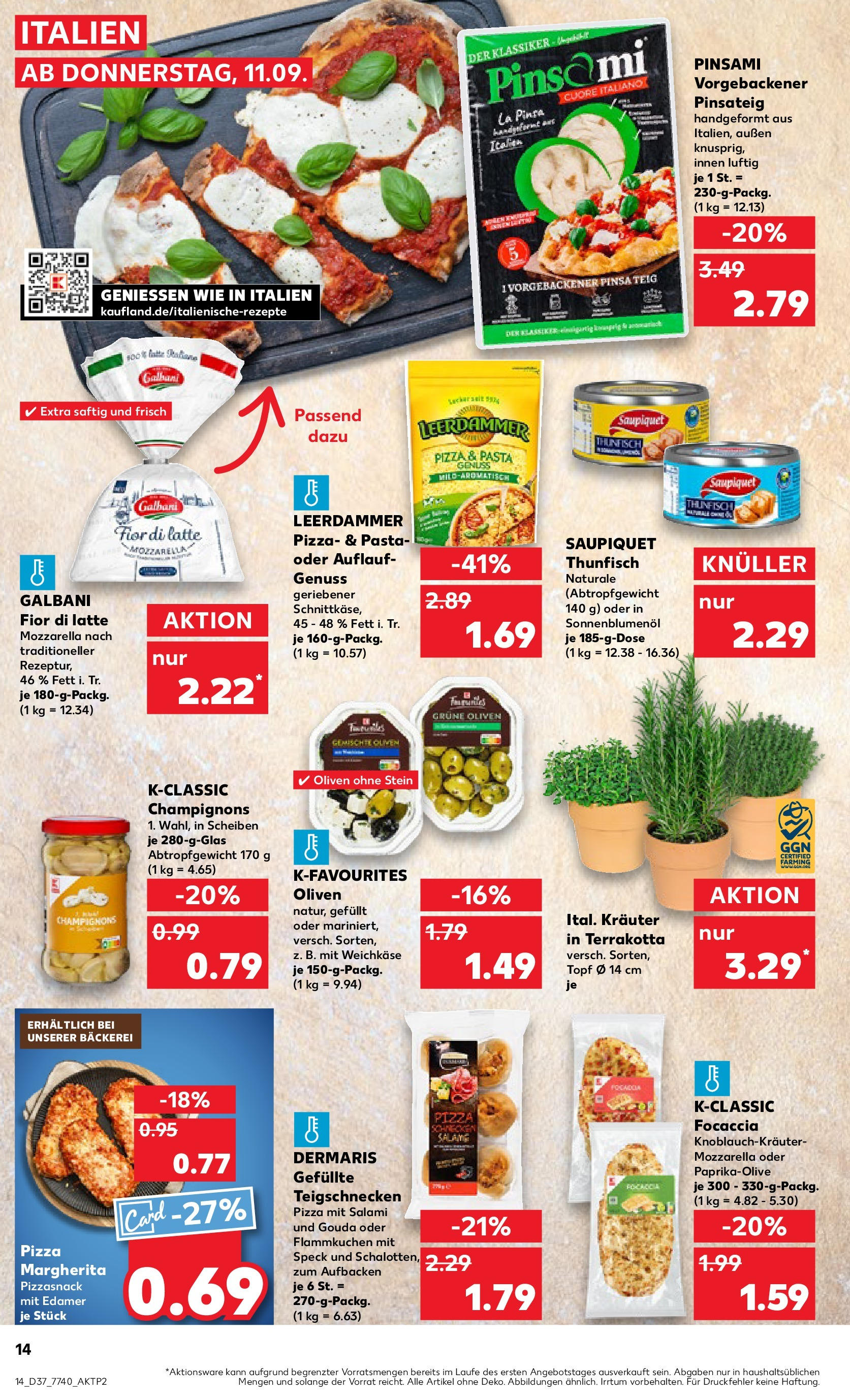Prospekt Kaufland ab 10.09.2025 » Angebote Online zum Blättern | Seite: 14 | Produkte: Bäckerei, Mozzarella, Gouda, Edamer