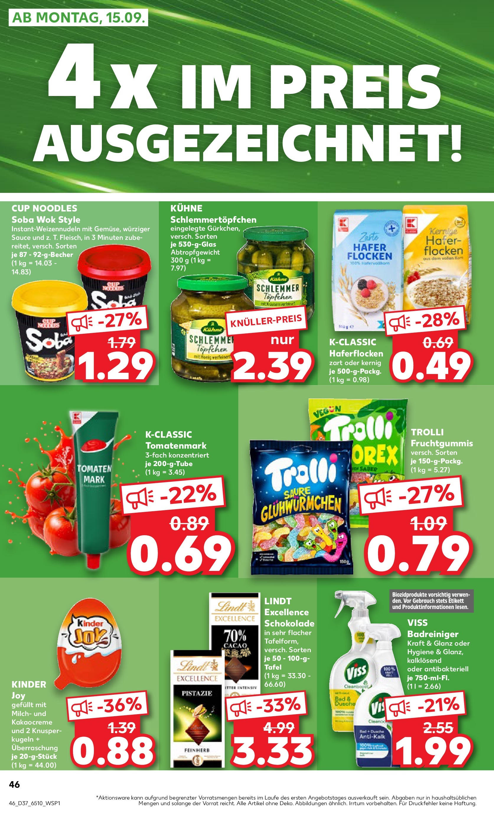 Prospekt Kaufland ab 10.09.2025 » Angebote Online zum Blättern | Seite: 46 | Produkte: Bad, Tomaten, Wok, Flocken