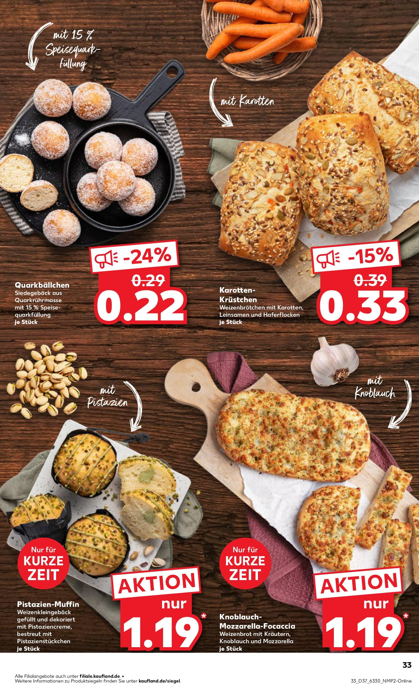 Prospekt Kaufland ab 10.09.2025 » Angebote Online zum Blättern | Seite: 33 | Produkte: Quark, Mozzarella, Pistazien, Knoblauch