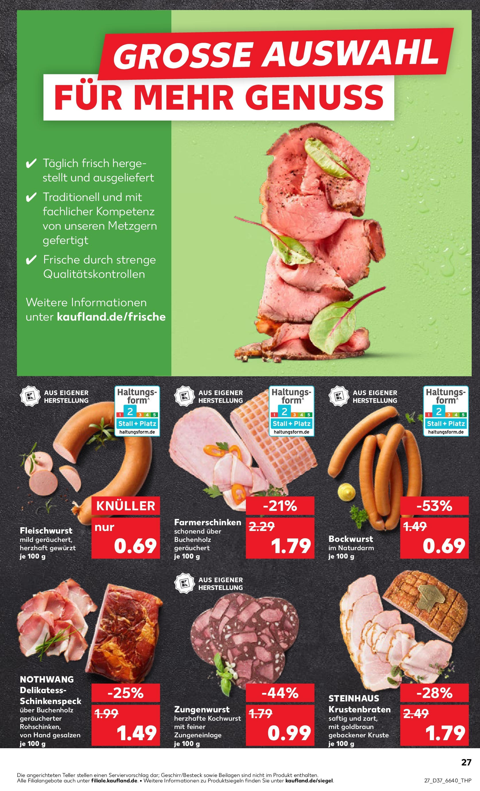 Prospekt Kaufland ab 10.09.2025 » Angebote Online zum Blättern | Seite: 27 | Produkte: Bockwurst, Krustenbraten