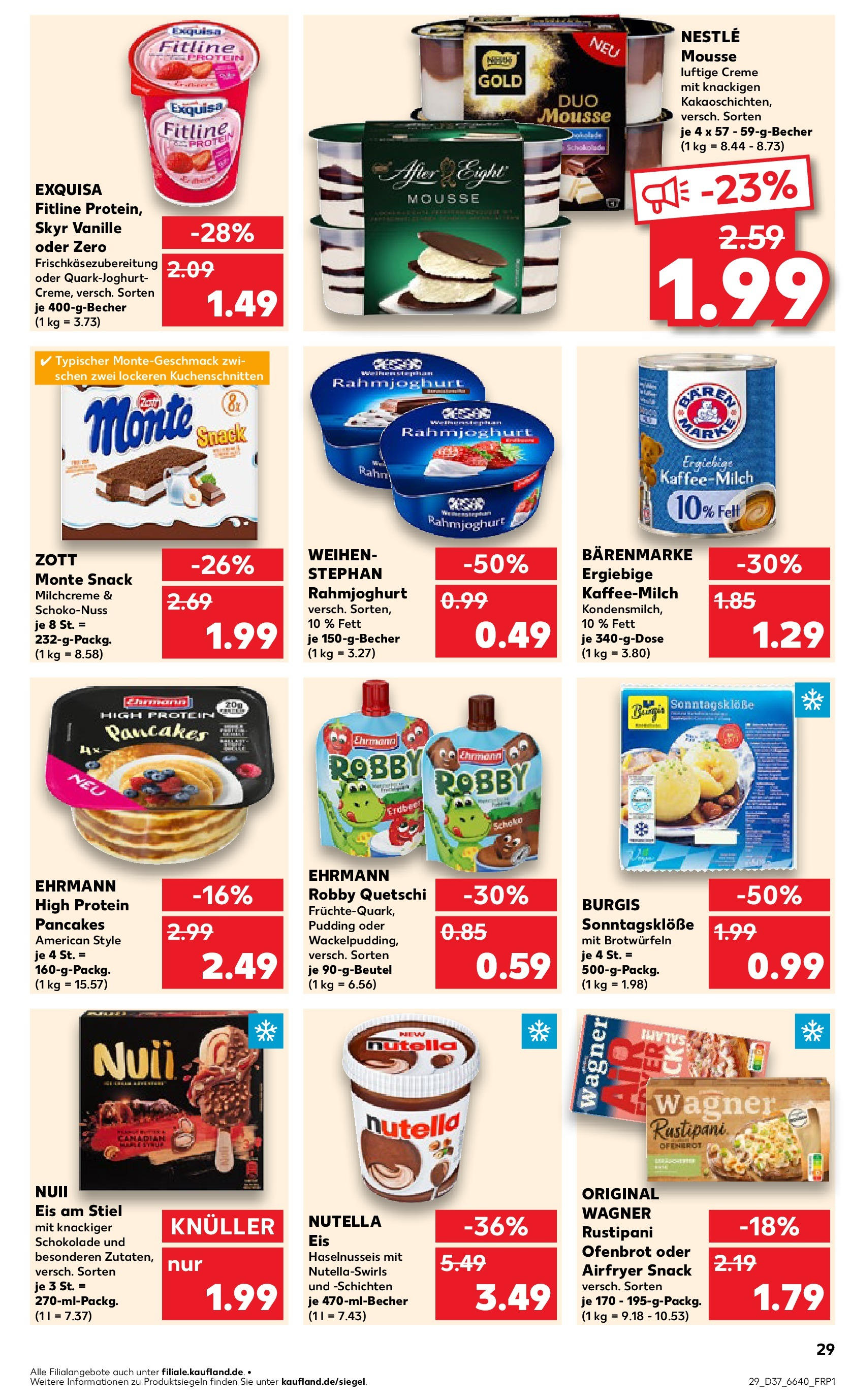 Prospekt Kaufland ab 10.09.2025 » Angebote Online zum Blättern | Seite: 29 | Produkte: Schokolade, Pudding, Creme, Skyr