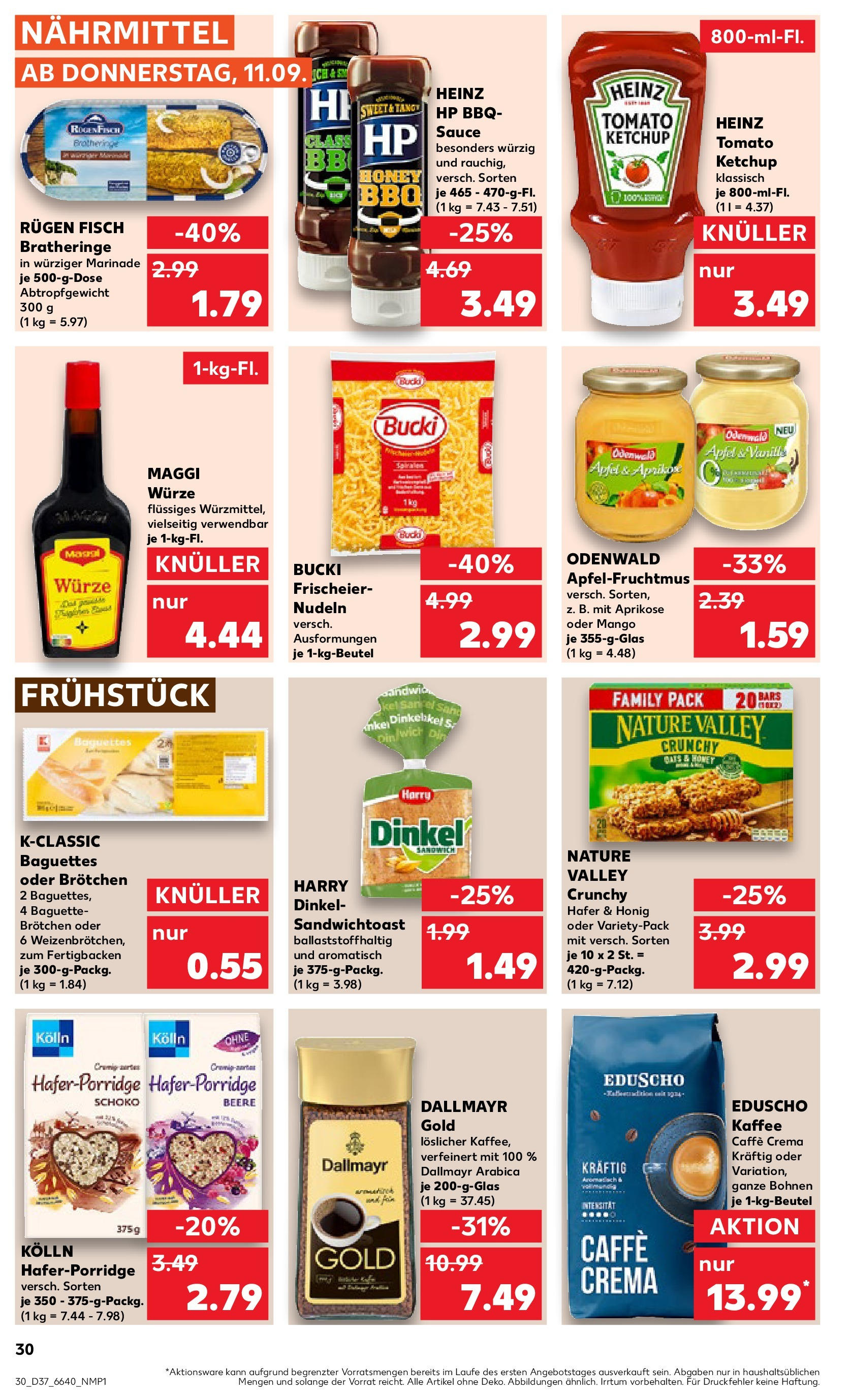 Prospekt Kaufland ab 10.09.2025 » Angebote Online zum Blättern | Seite: 30 | Produkte: Kolln, Kaffee, Baguette, Ketchup