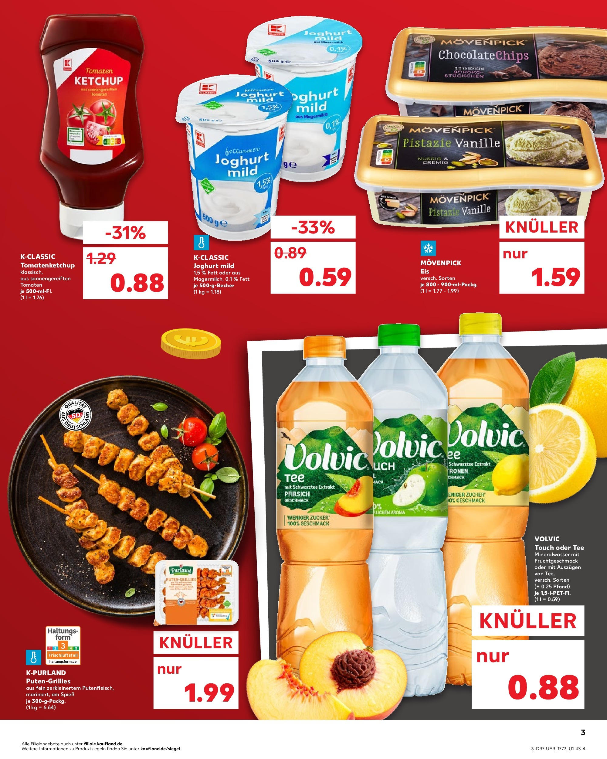 Prospekt Kaufland ab 11.09.2025 » Angebote und Werbung Online | Seite: 3 | Produkte: Volvic touch, Movenpick eis, Pfirsich, Tee Prospekt Kaufland ab 11.09.2025 » Angebote Online zum Blättern | Seite: 3 | Produkte: Volvic touch, Movenpick eis, Pfirsich, Tee
