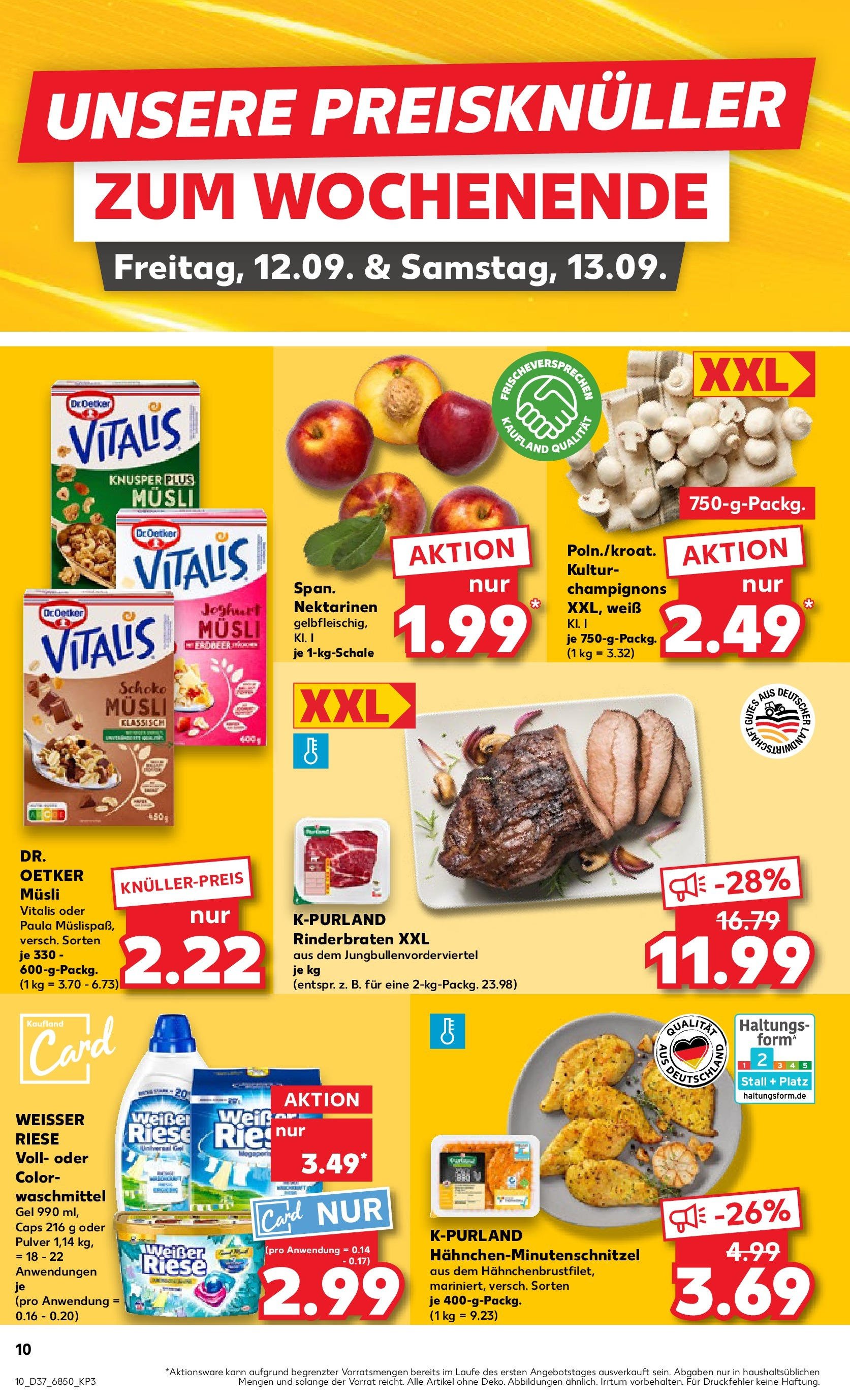 Prospekt Kaufland ab 10.09.2025 » Angebote Online zum Blättern | Seite: 10 | Produkte: Musli, Rinderbraten, Nektarinen, Waschmittel