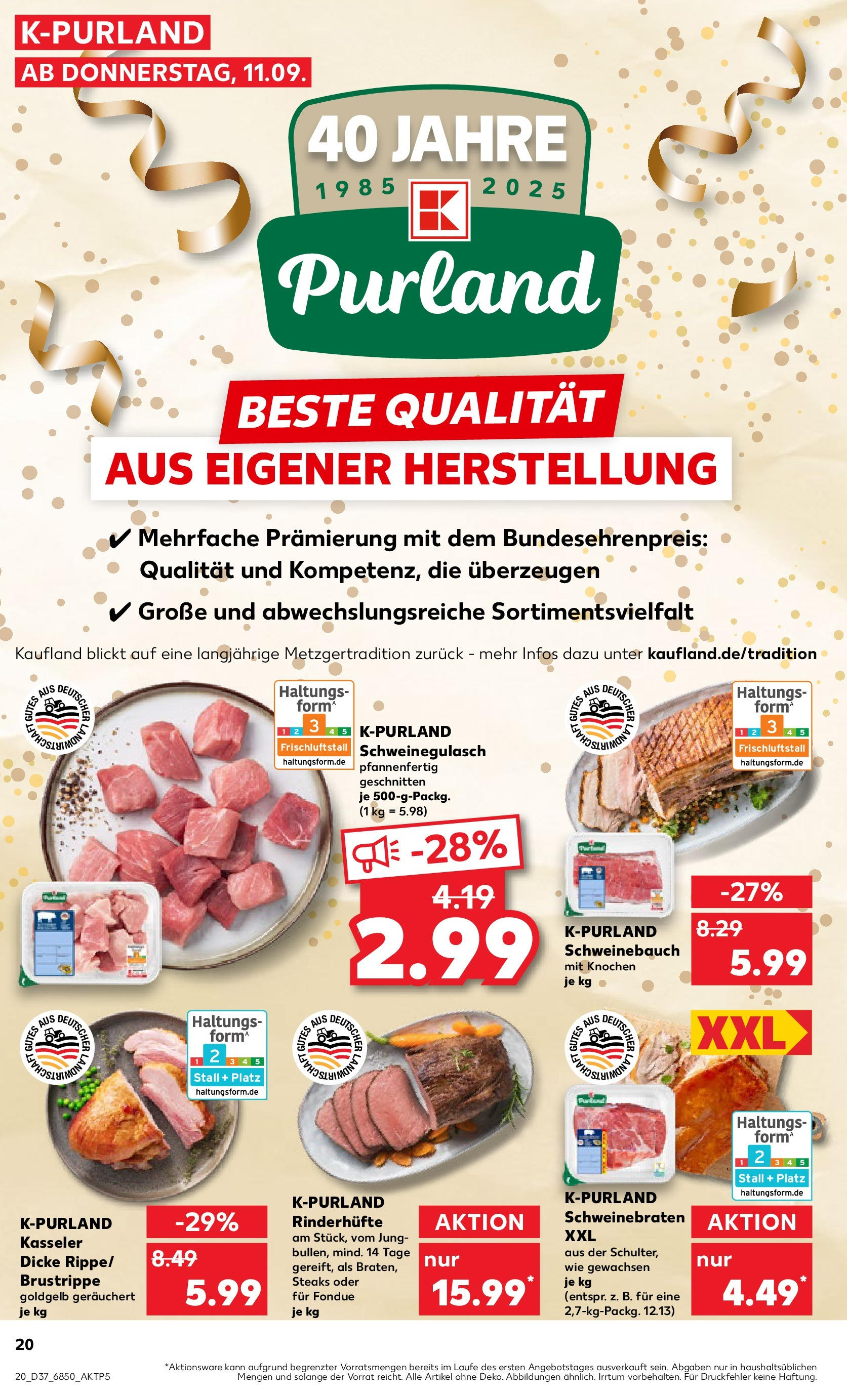 Prospekt Kaufland ab 10.09.2025 » Angebote Online zum Blättern | Seite: 20 | Produkte: Schweinegulasch, Schweinebauch, Fondue