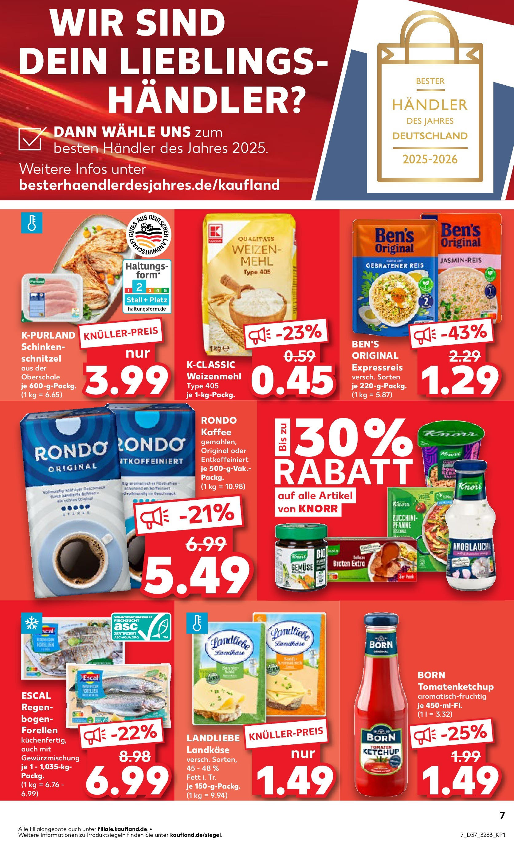 Prospekt Kaufland ab 11.09.2025 » Angebote Online zum Blättern | Seite: 7 | Produkte: Mehl, Tomaten, Weizenmehl, Zucchini